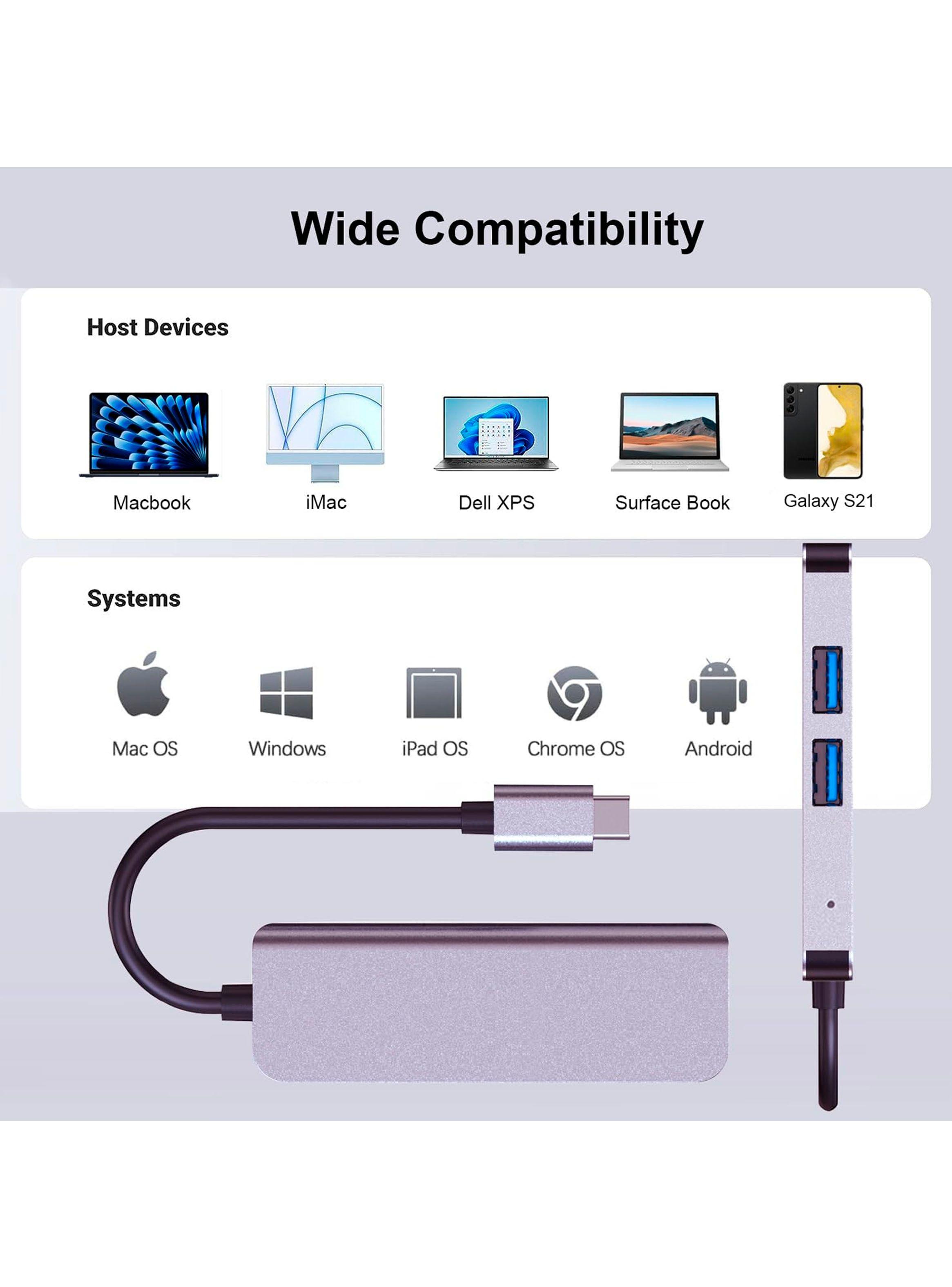 Adaptador USB-C 3 En 1 Hdtv Suport 4k+Usb2.0+Usb3-3