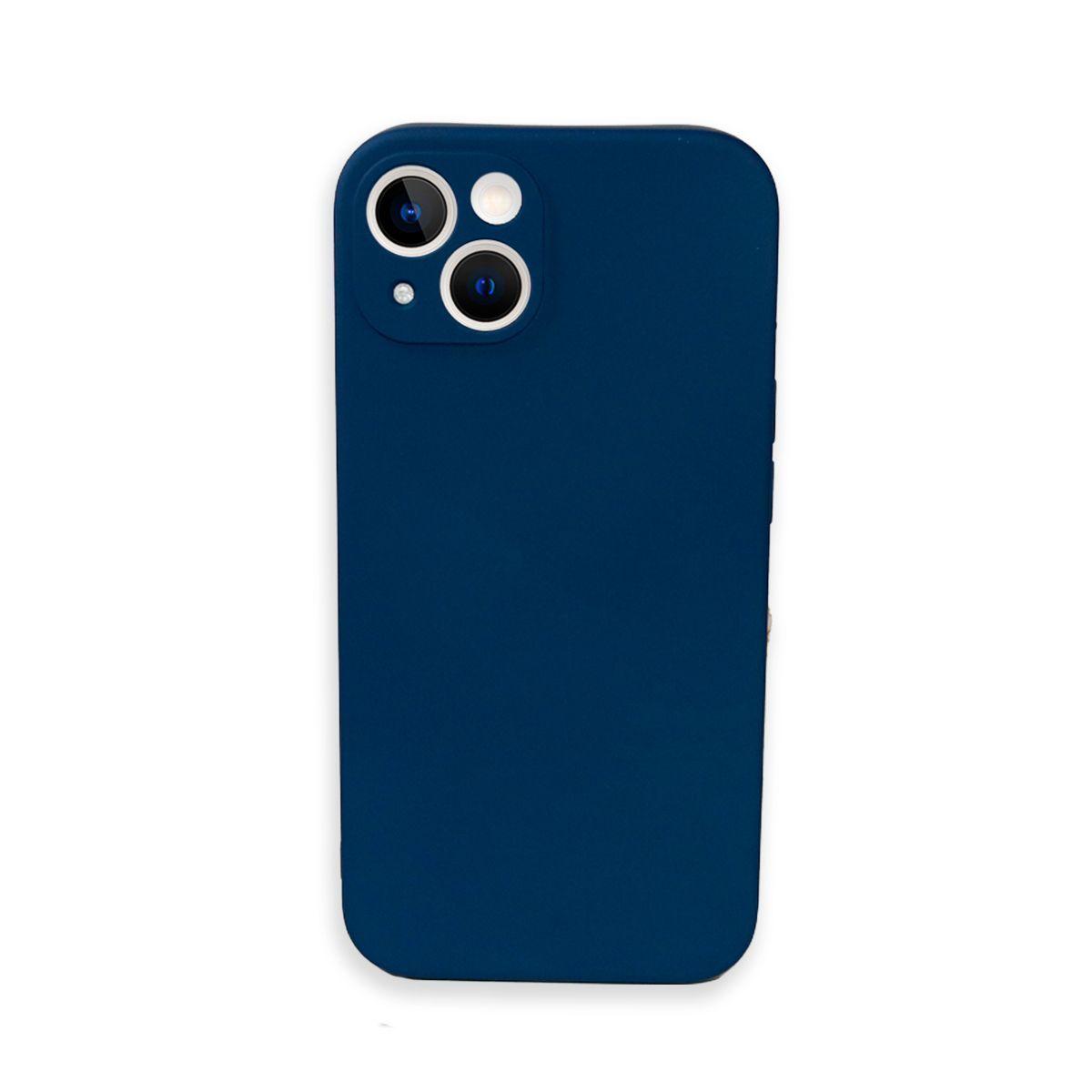 Carcasa Para iPhone 13 Mini Goma Con Protector de Camara Azul-0
