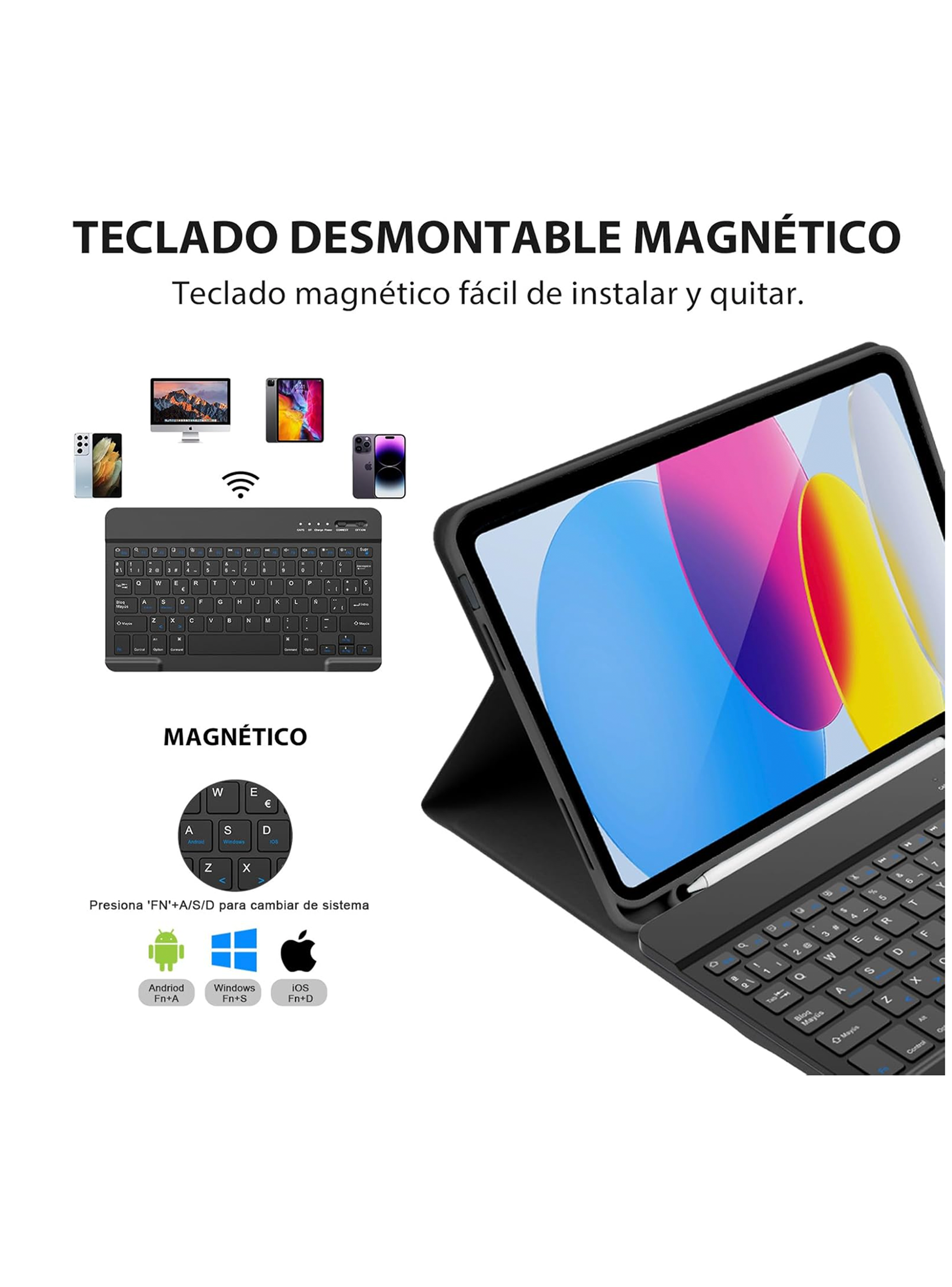 Funda Con Teclado Español Para iPad Air 11 M4 2026 Ranura-2