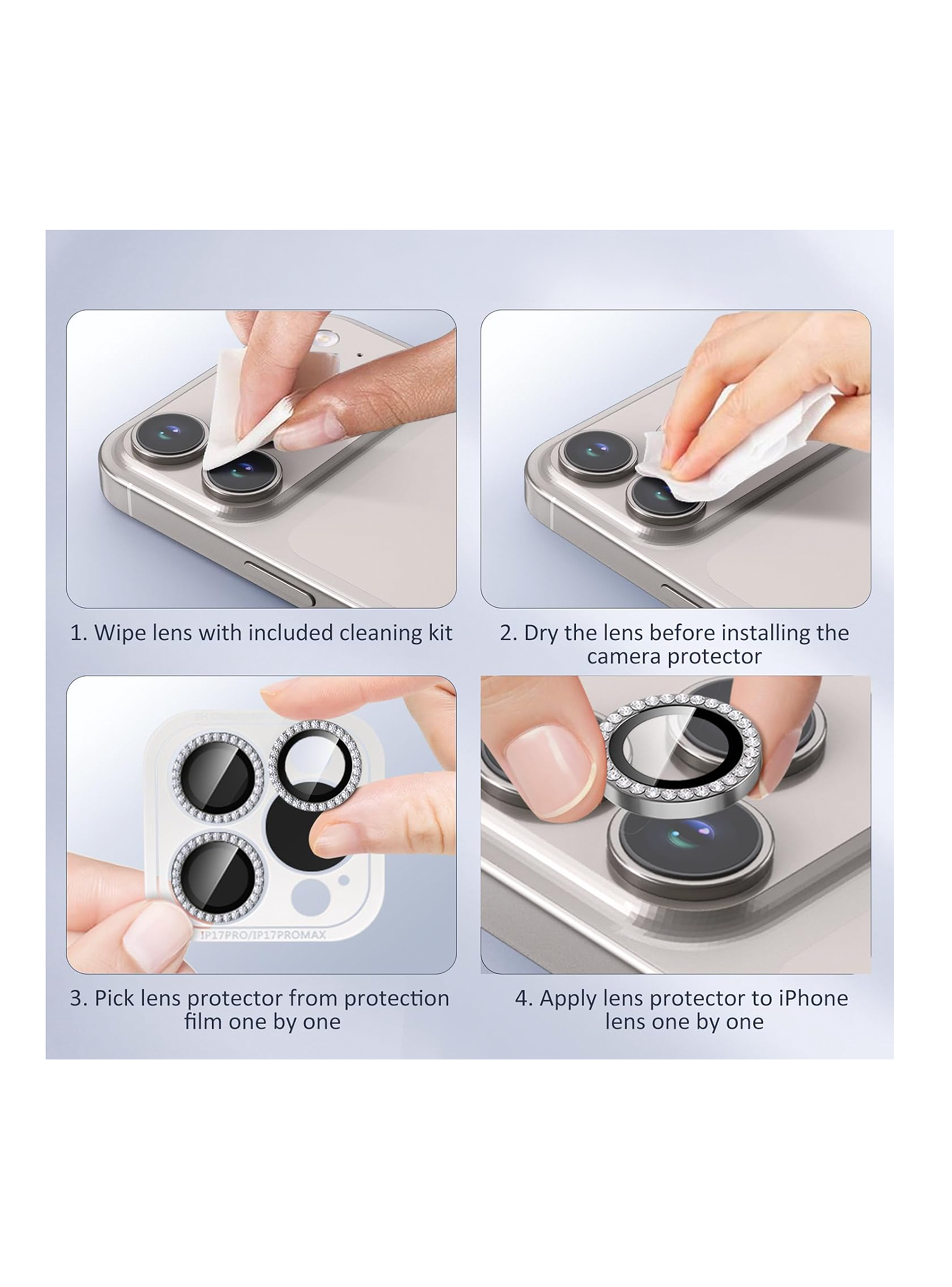 Lamina Protectora De Cámara Brillo Para iPhone 17 Pro Max Plateado-3