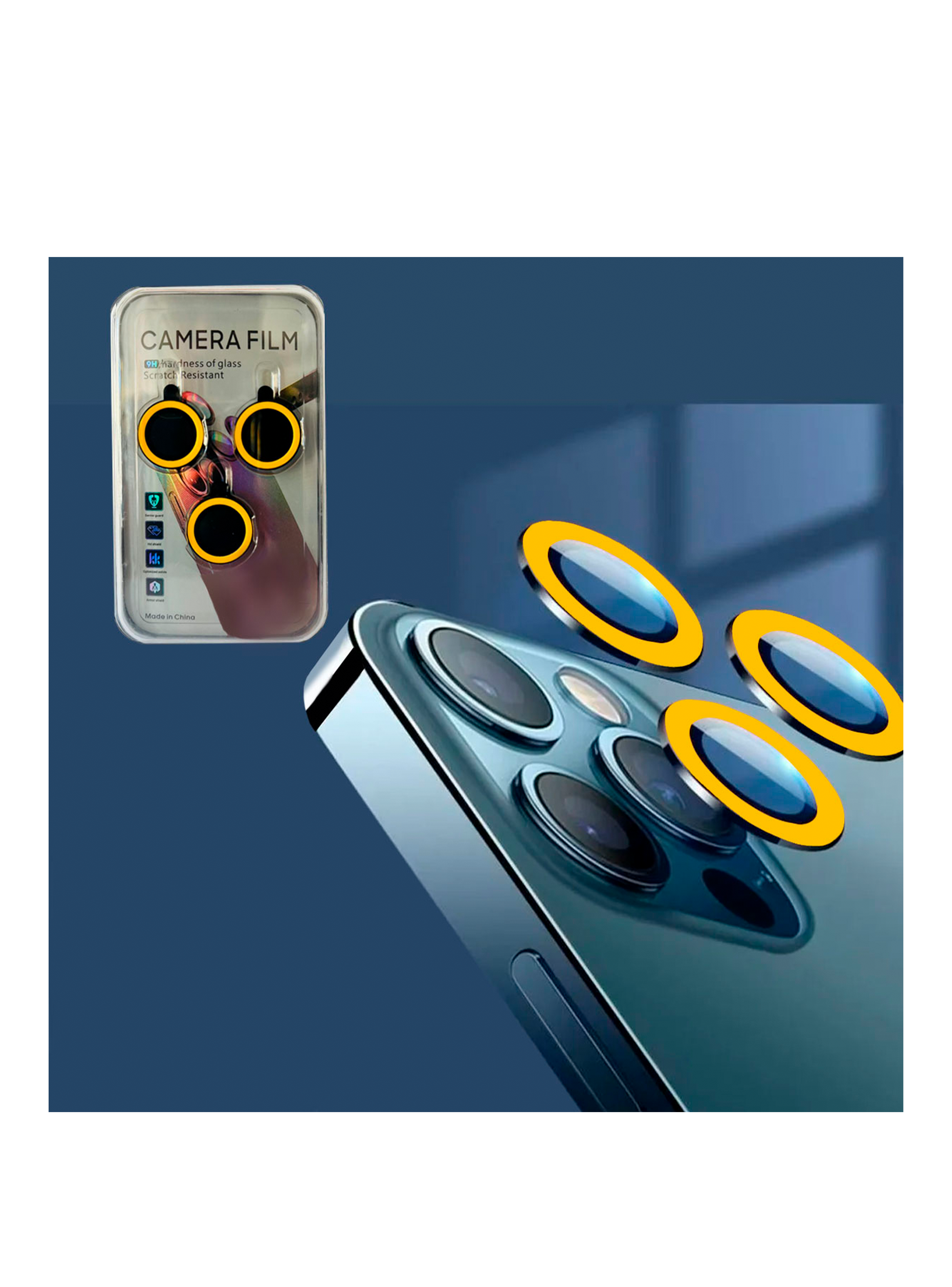 Protector de Camara Para iPhone 14 Pro 14 Pro Max Fluor Amarillo-3