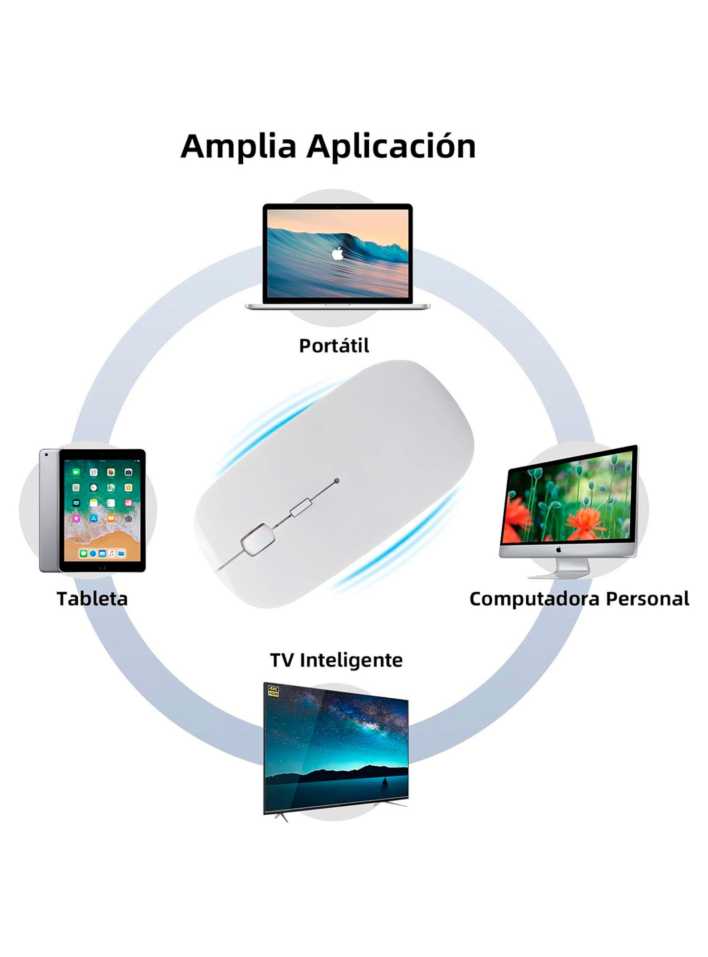 Mouse Inalambrico Recargable Bluetooth Receptor USB Blanco-2