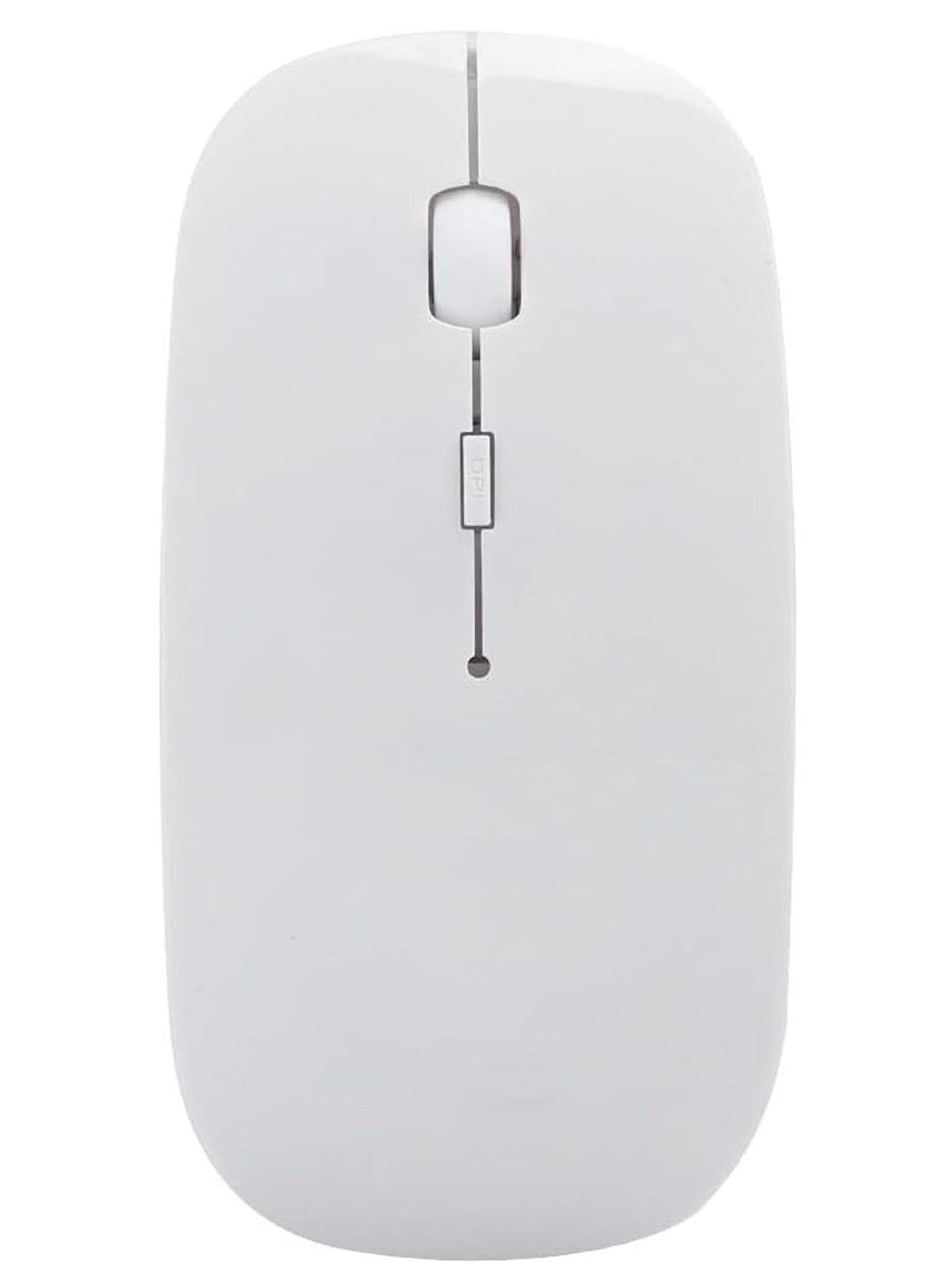 Mouse Inalambrico Recargable Bluetooth Receptor USB Blanco-0