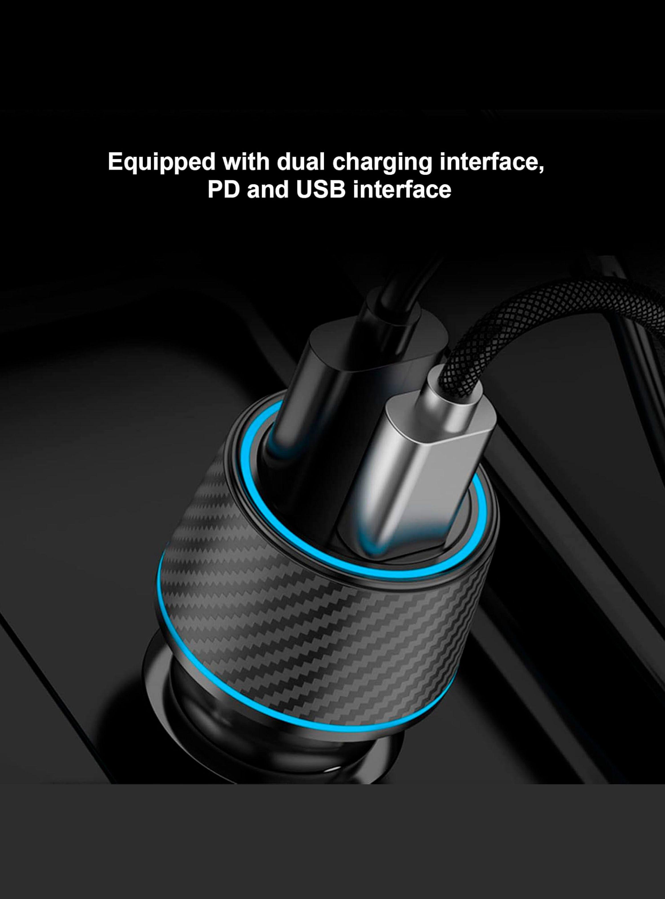 Cargador De Auto USB C 52.5W Protección Carga Rapida-3