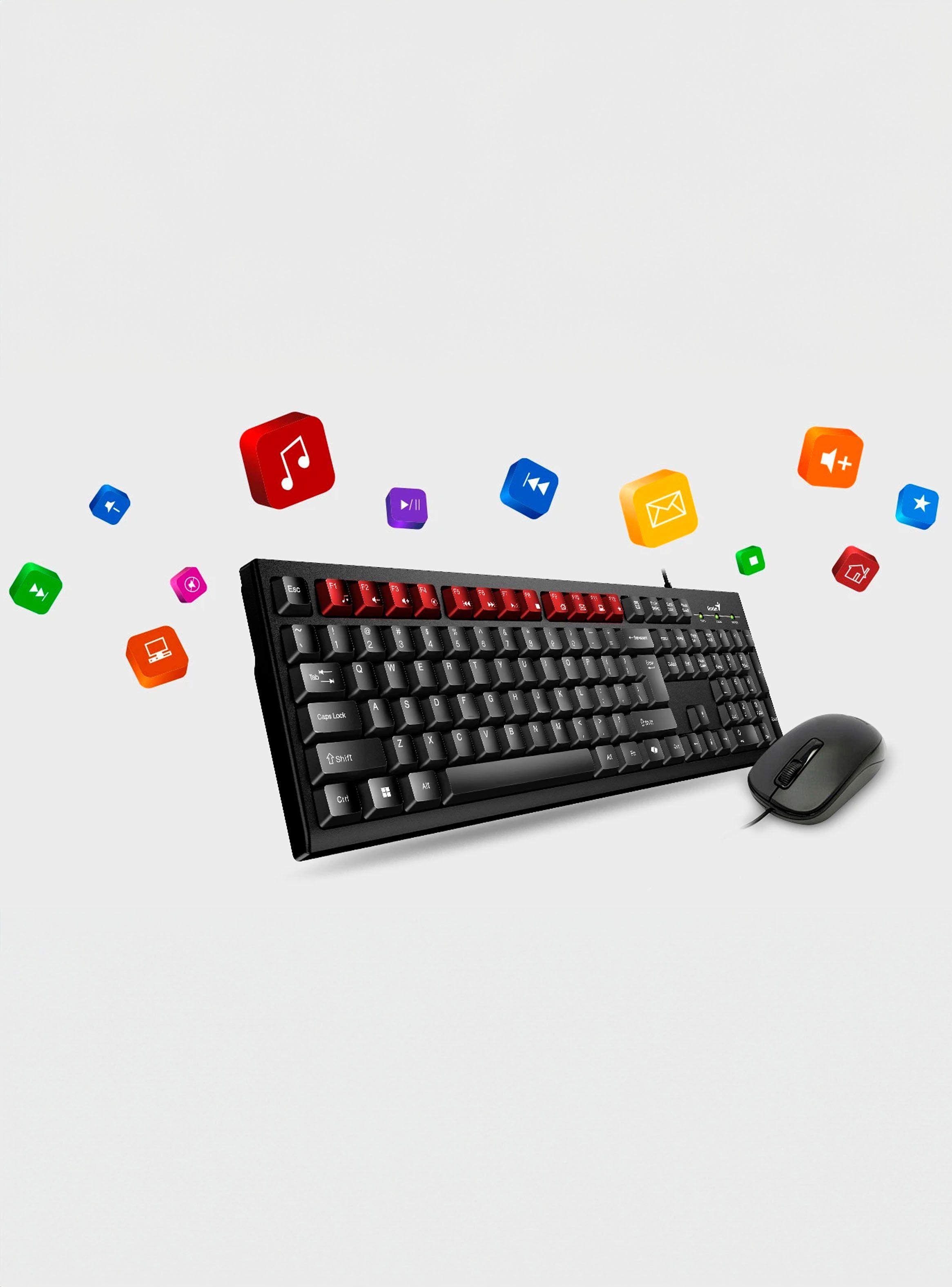 Kit De Teclado Y Mouse Con Cable Combo Genius KM-100SE Negro-3