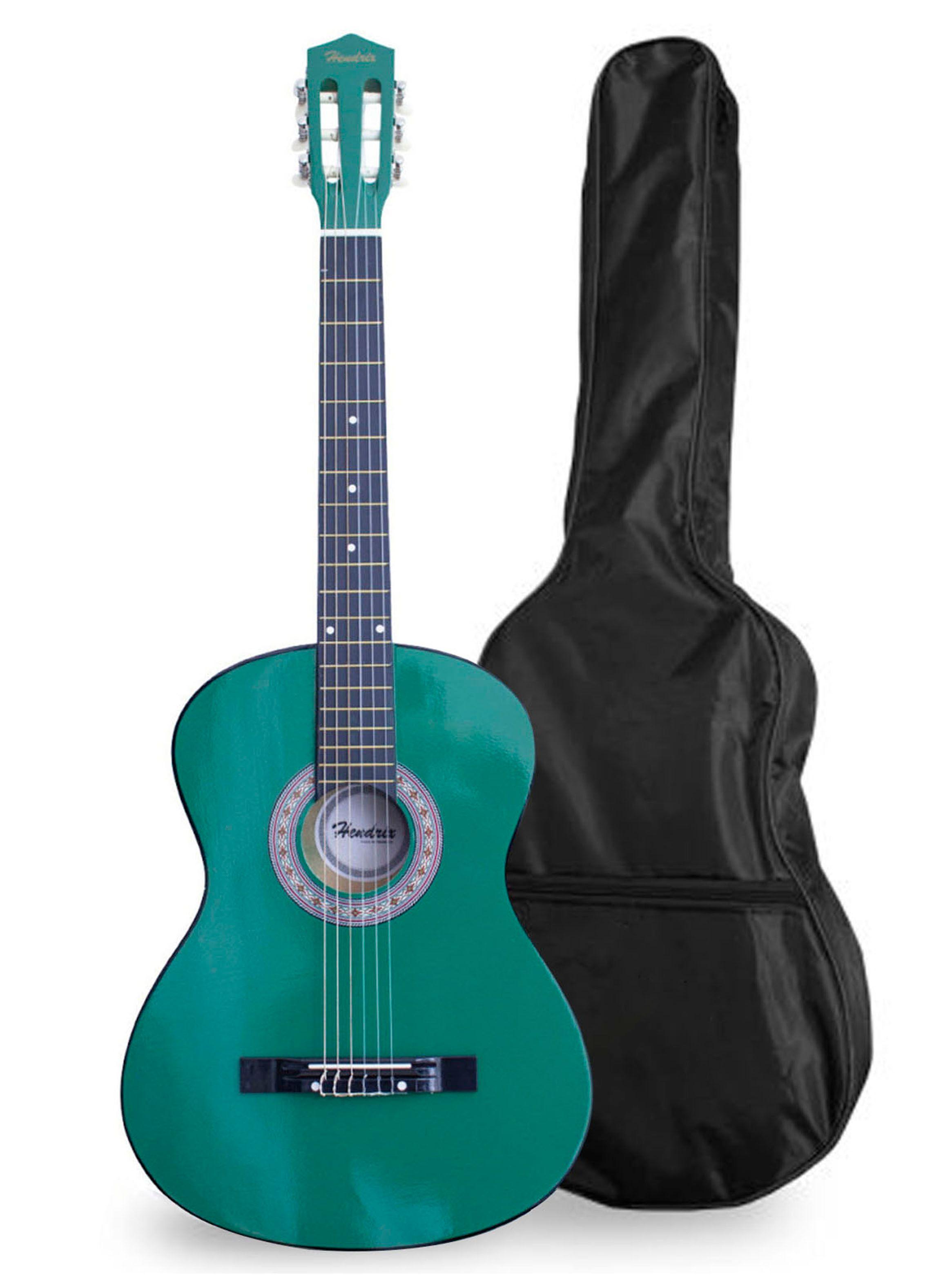 Guitarra Clasica Con Funda 39 Pulgadas Hendrix Verde-3