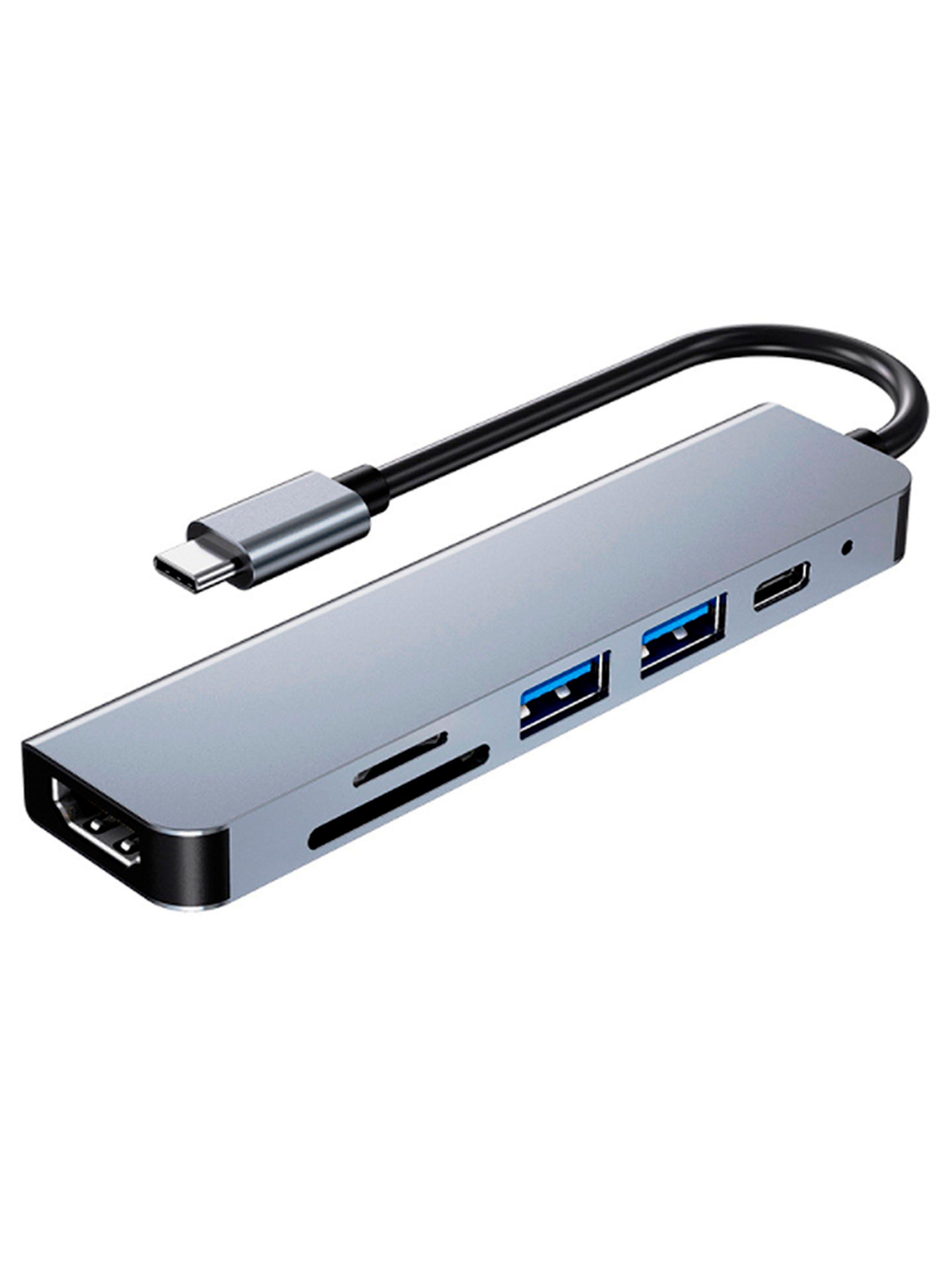 Adaptador USB-C 6 En 1 BYL-2010 HDMI 4k+Usb3.+Usb2+SD+TF+PD-0