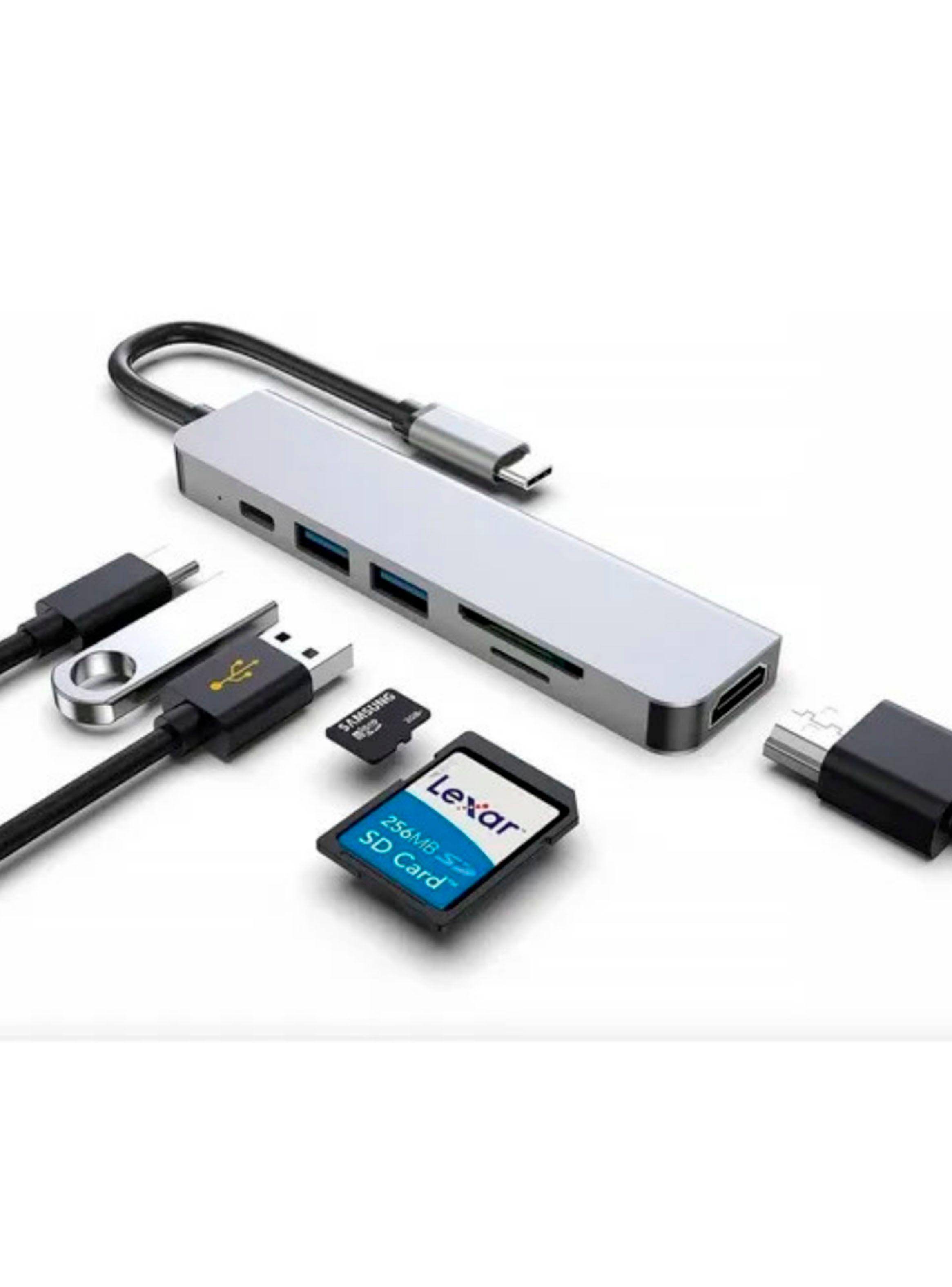 Adaptador USB-C 6 En 1 BYL-2010 HDMI 4k+Usb3.+Usb2+SD+TF+PD-1