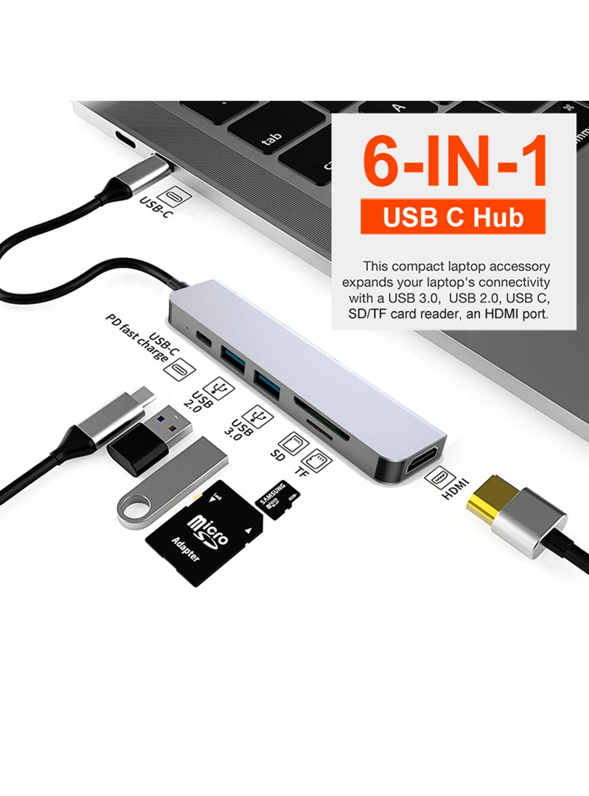 Adaptador USB-C 6 En 1 BYL-2010 HDMI 4k+Usb3.+Usb2+SD+TF+PD-3