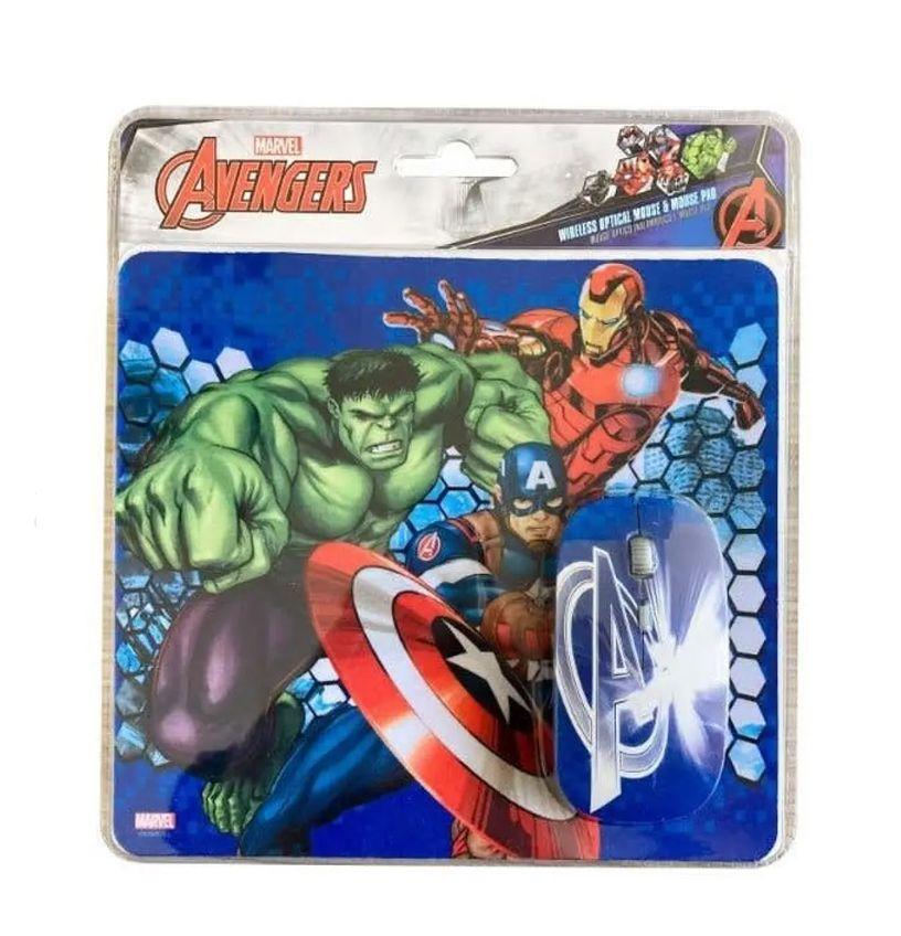 Kit Mouse Óptico Inalámbrico + Mousepad Marvel Avenger-0