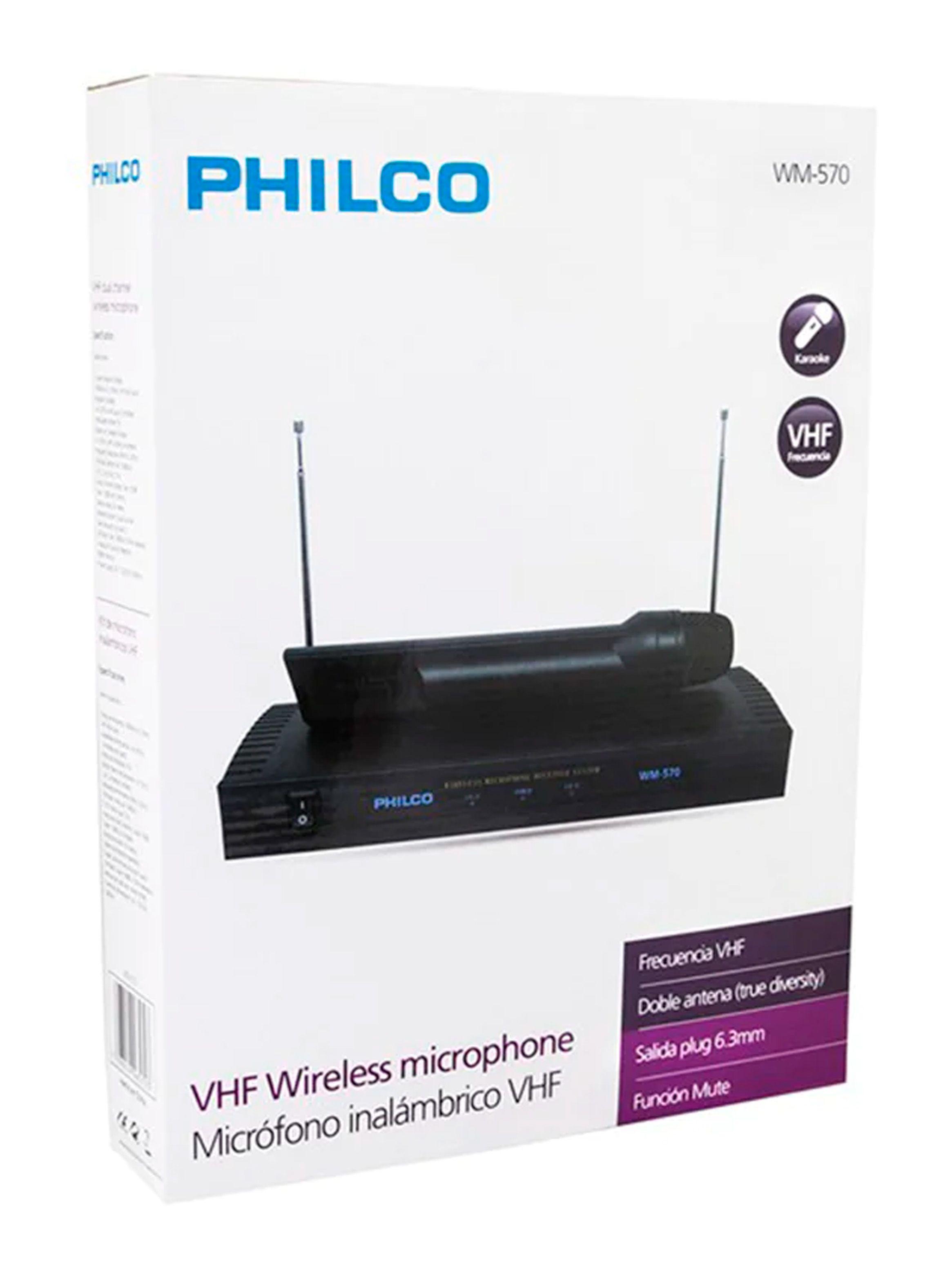 Kit De Dos Microfonos Inalámbricos Receptor VHF Philco WM570-2