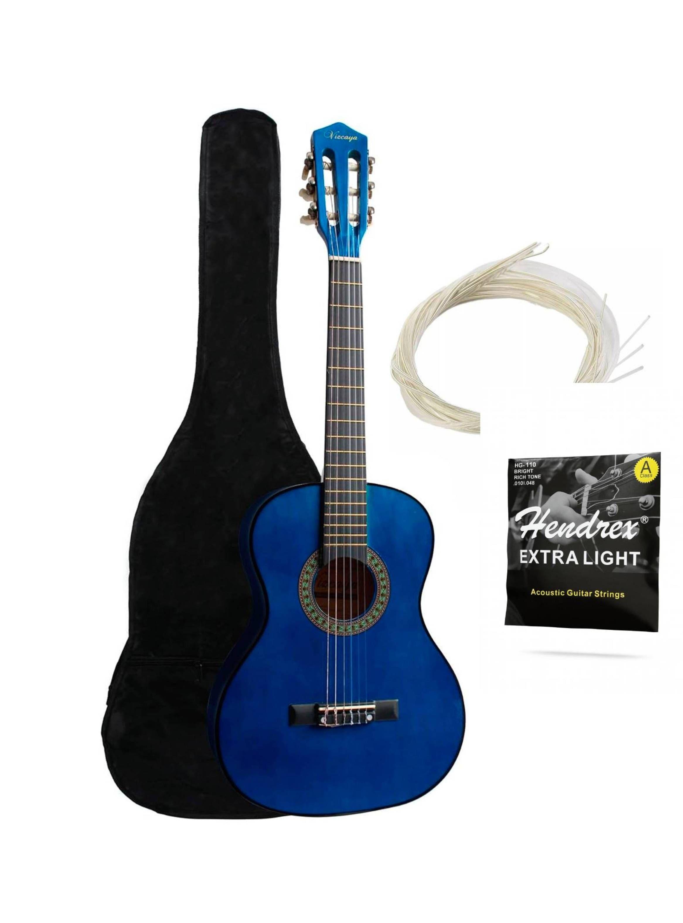 Guitarra Clasica Funda 36 Pulgadas Mediana Hendrix Azul-3