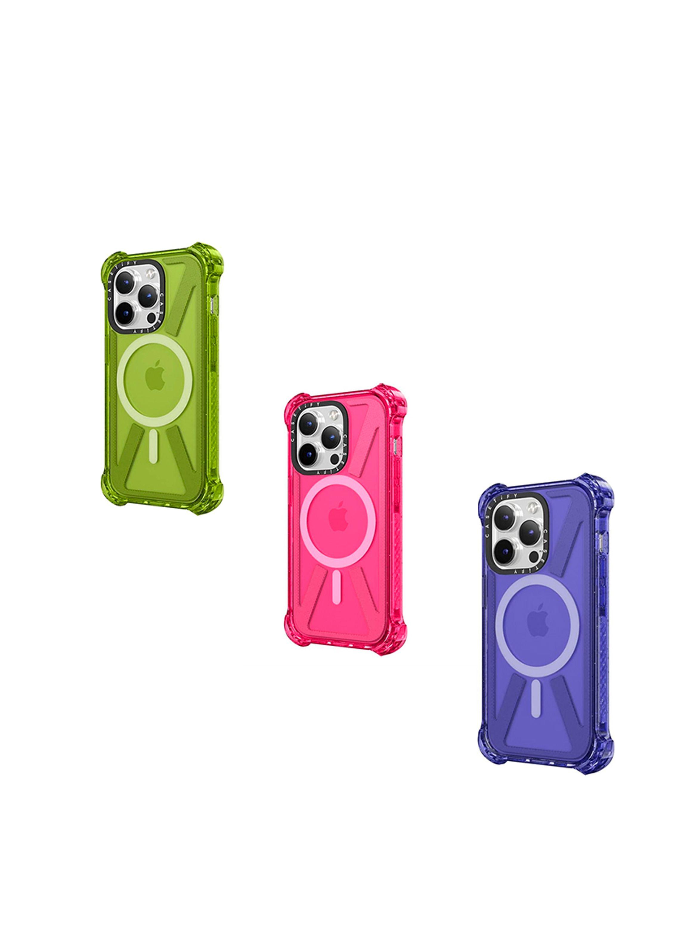 Carcasa Tipo Casetify Para iPhone 14 13 Fluor Fucsia-2