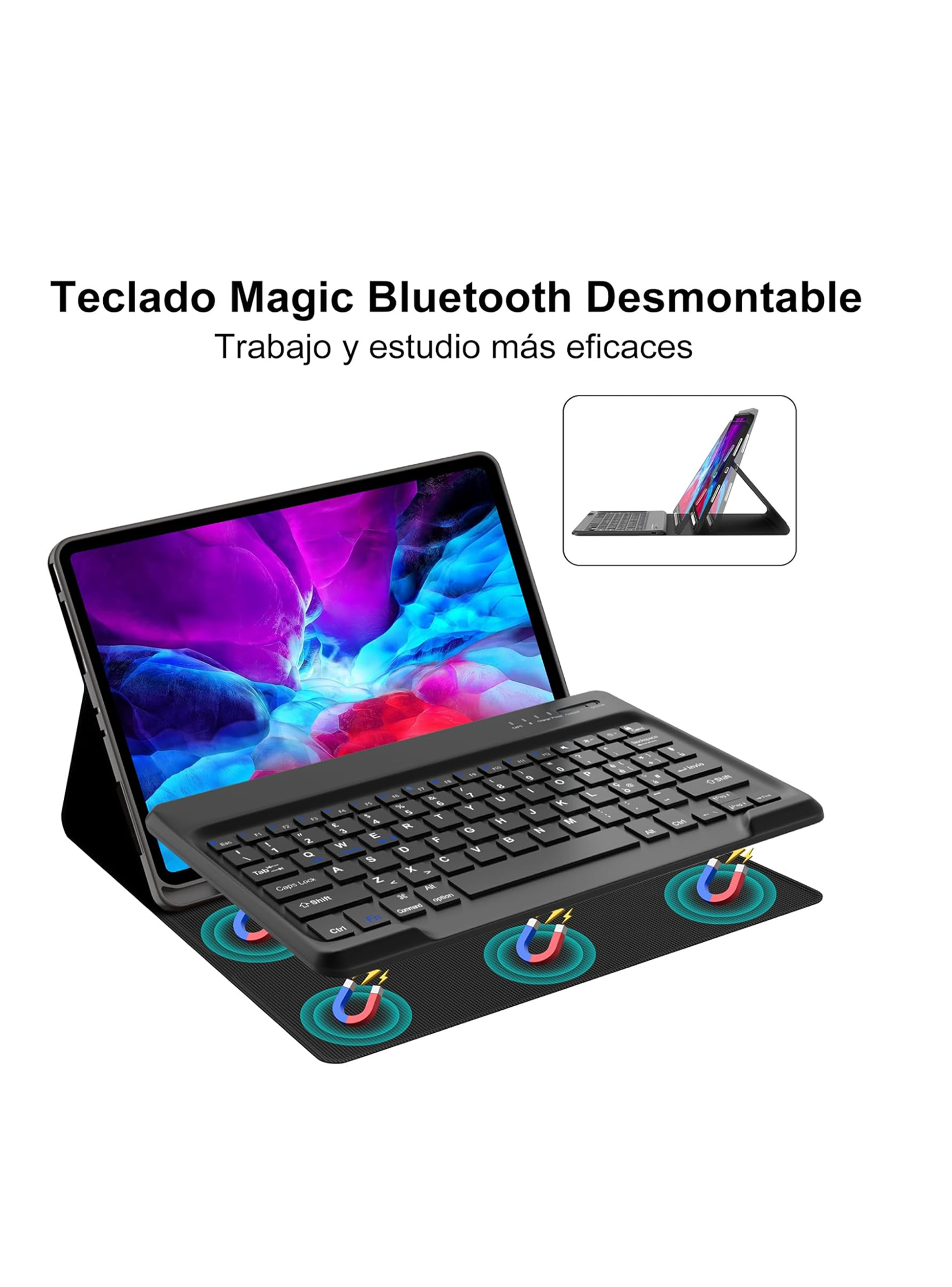 Funda Con Teclado Español Para iPad Air 13 M2 2024 Negro-1