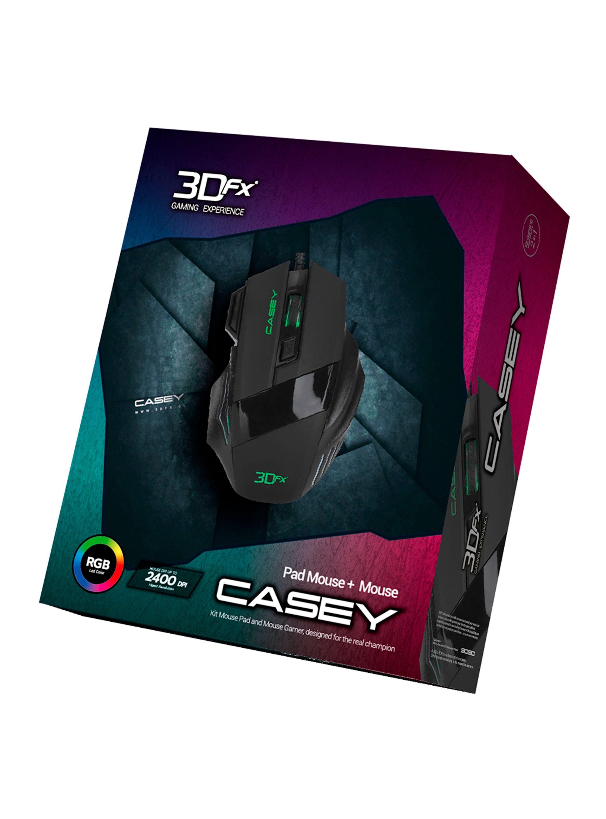 Kit Gamer Mouse + Mouse Pad 3DFX Casey 2400 DPI 9090-3