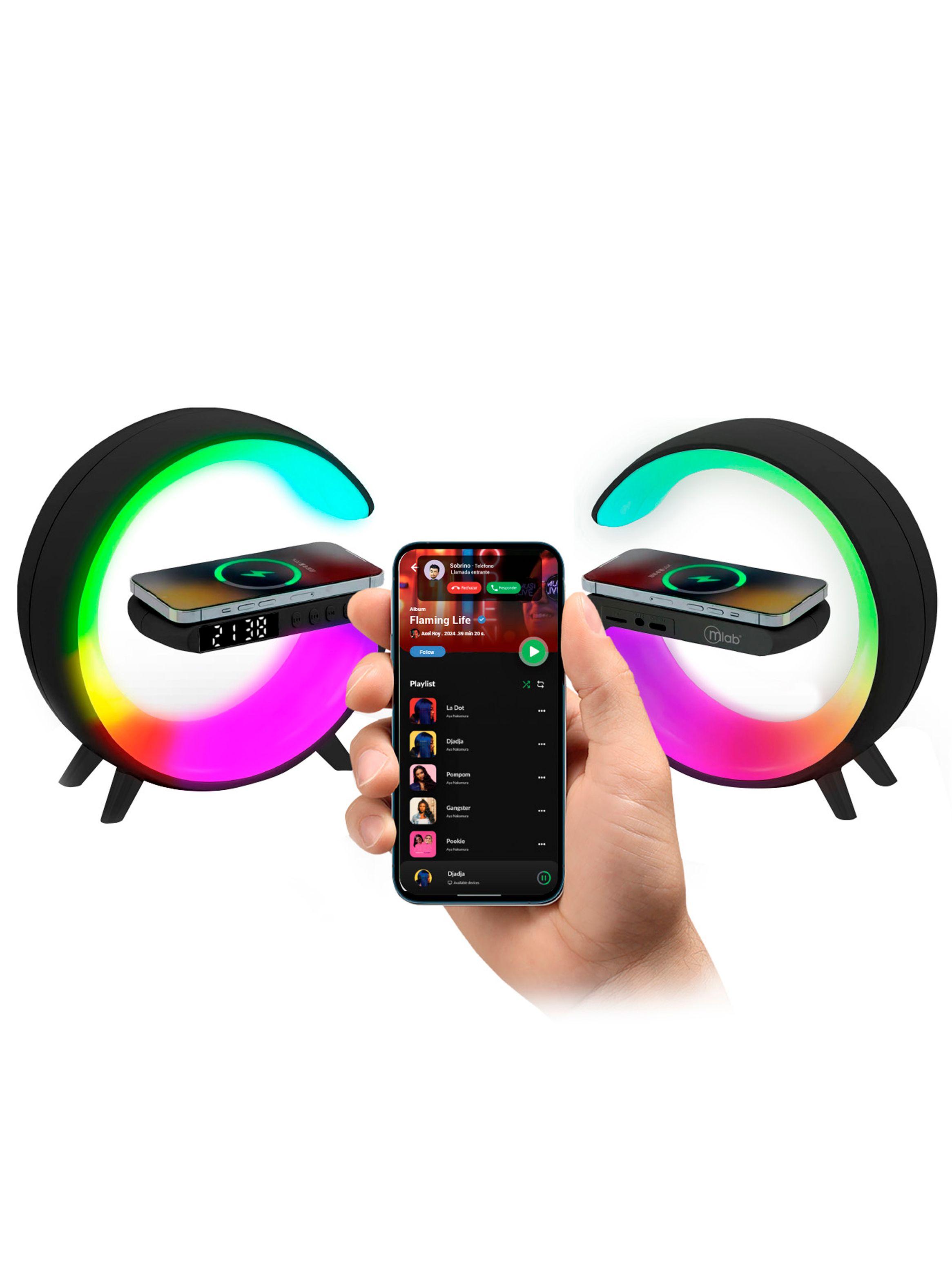 Parlante Lampara Bluetooth Con Carga inalambrica Lil G Negro-2