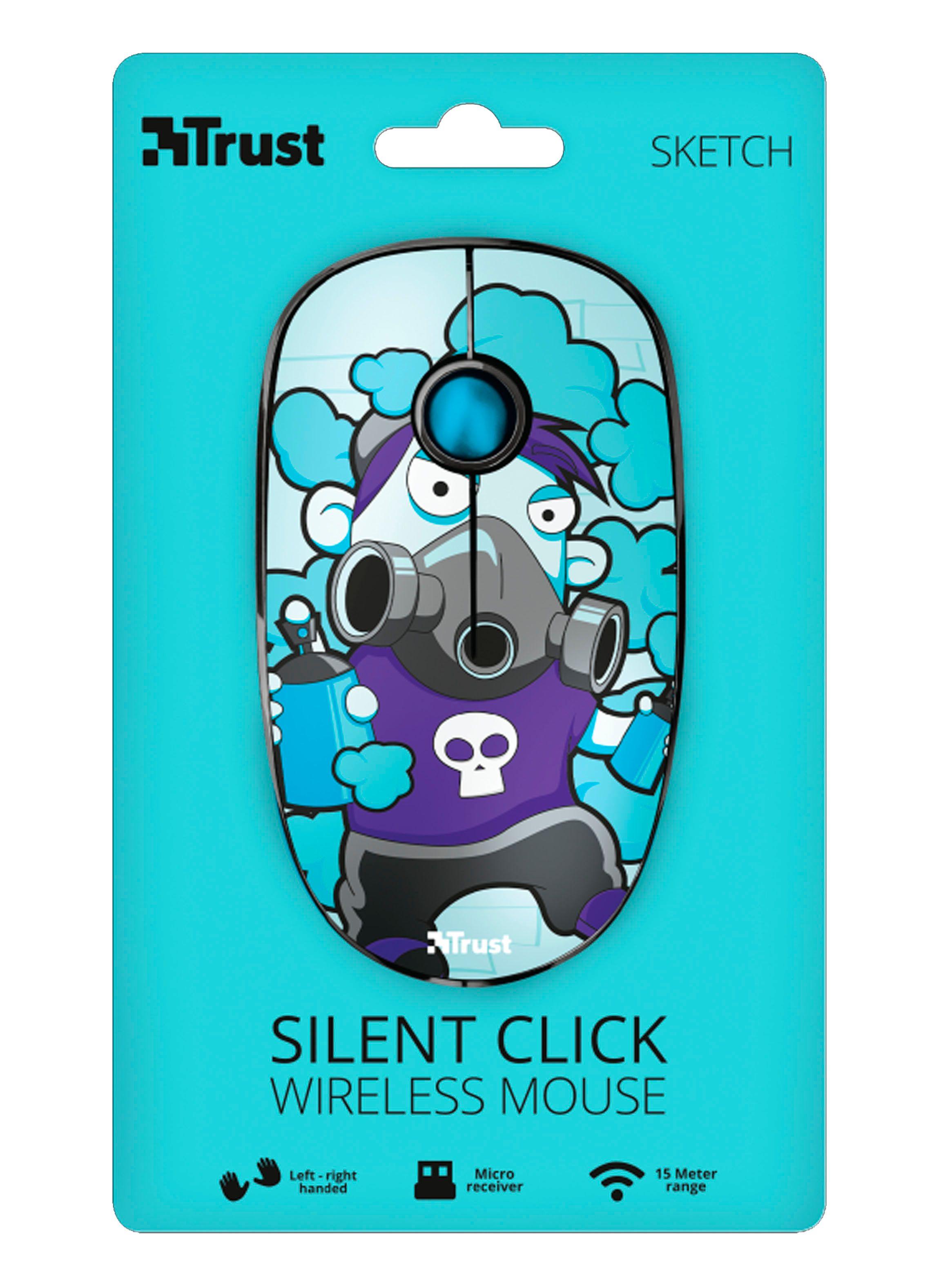 Mouse Inalámbrico Silencioso Trust Sketch Azul-3