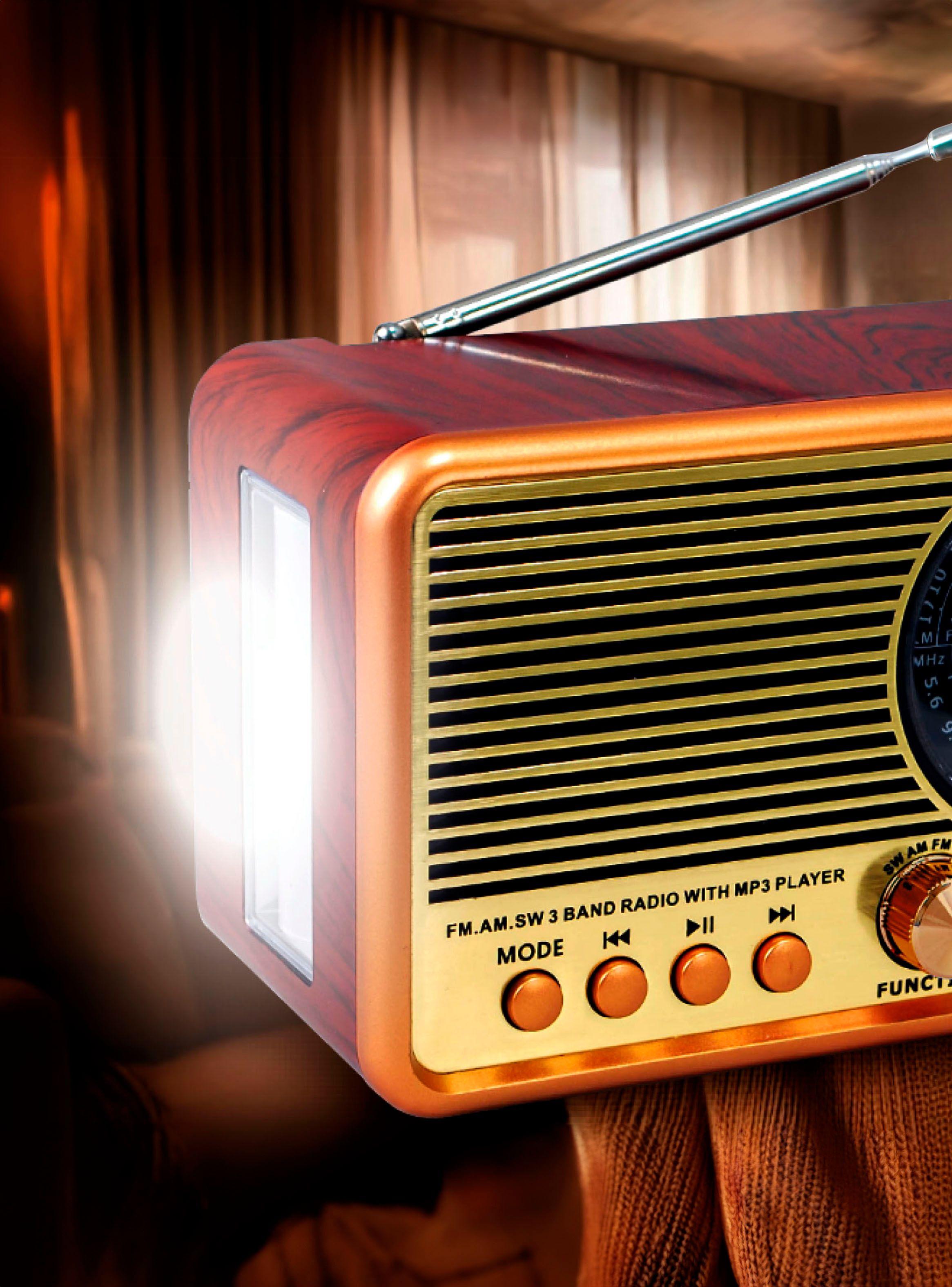 Radio Portatil FM-AM Recargable Bluetooth Y Linterna Classic-4