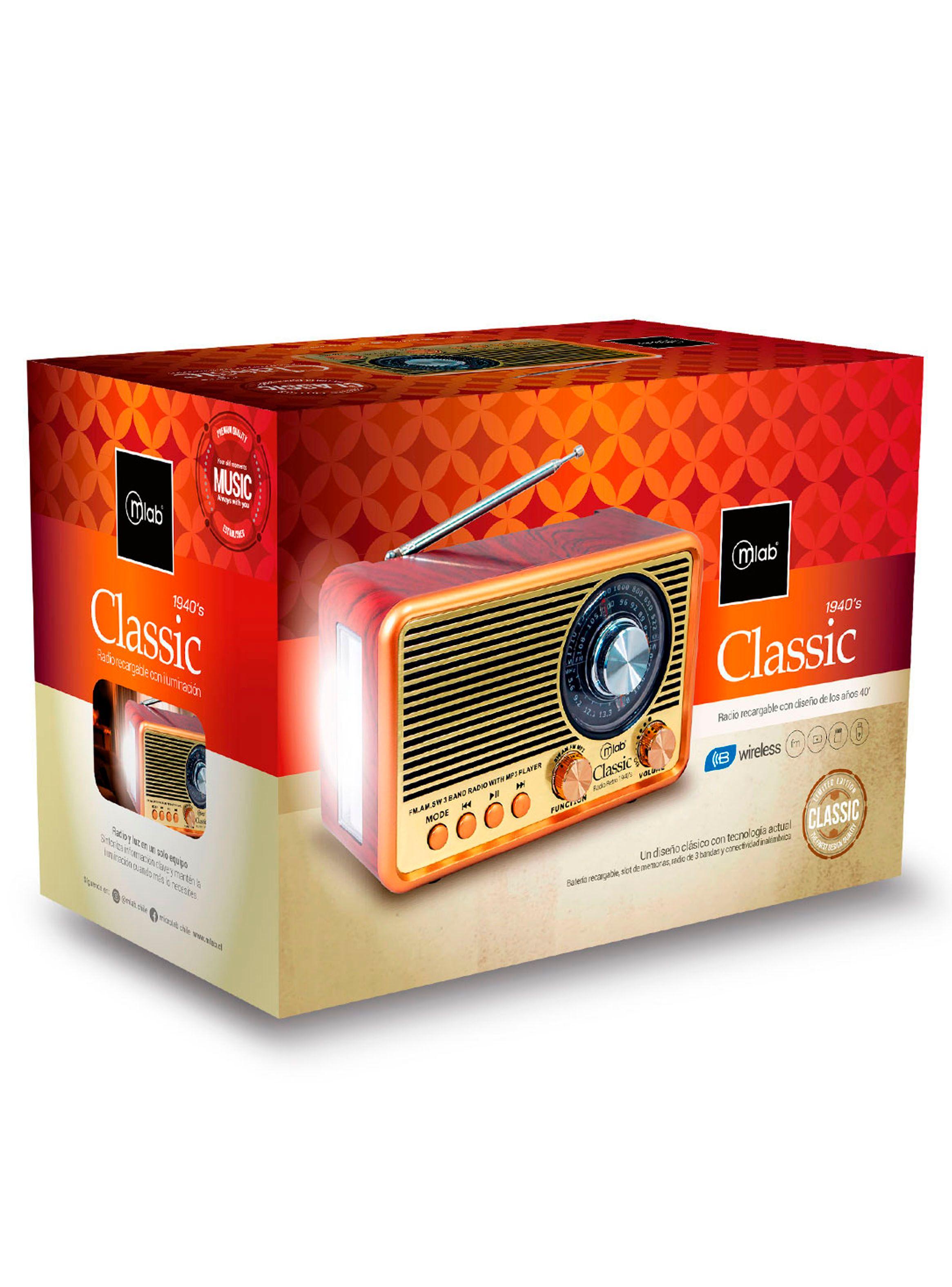 Radio Portatil FM-AM Recargable Bluetooth Y Linterna Classic-5