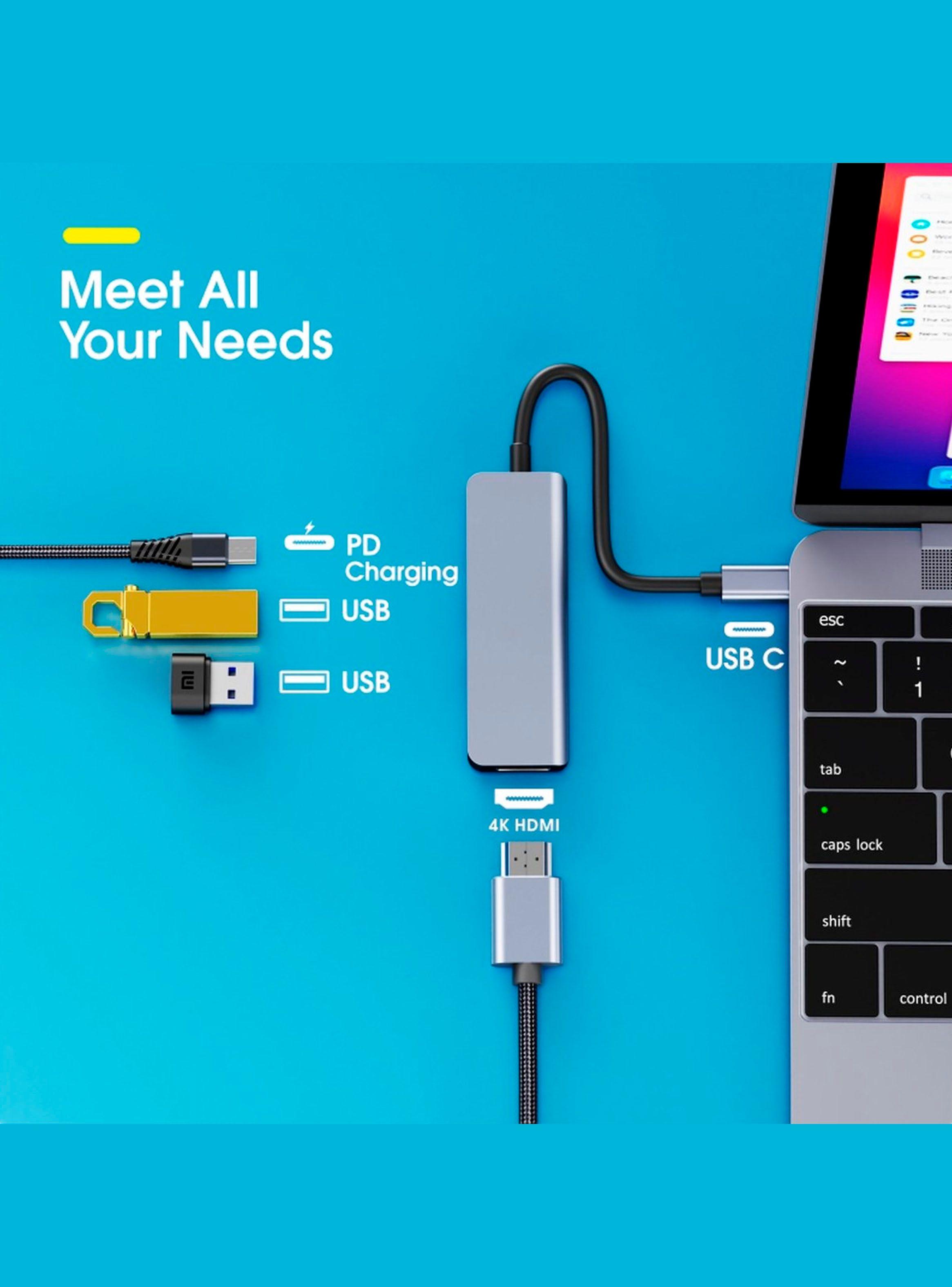 Adaptador USB-C 4 En 1 HDMI Suport 4k+2 Usb3.0+Pd-2