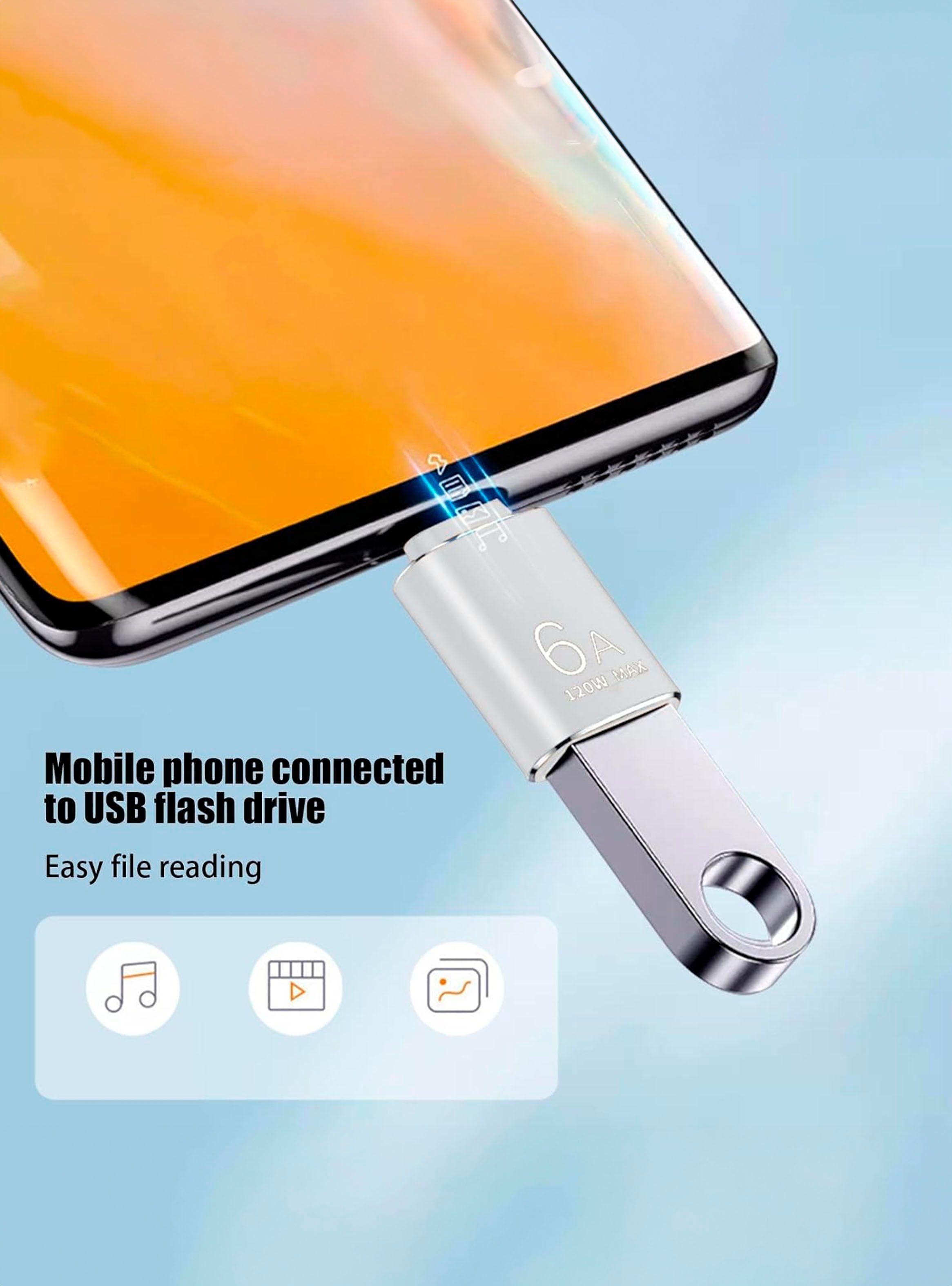 Adaptador OTG Para Carga Transferencia USB Salida USB-C Gris-2