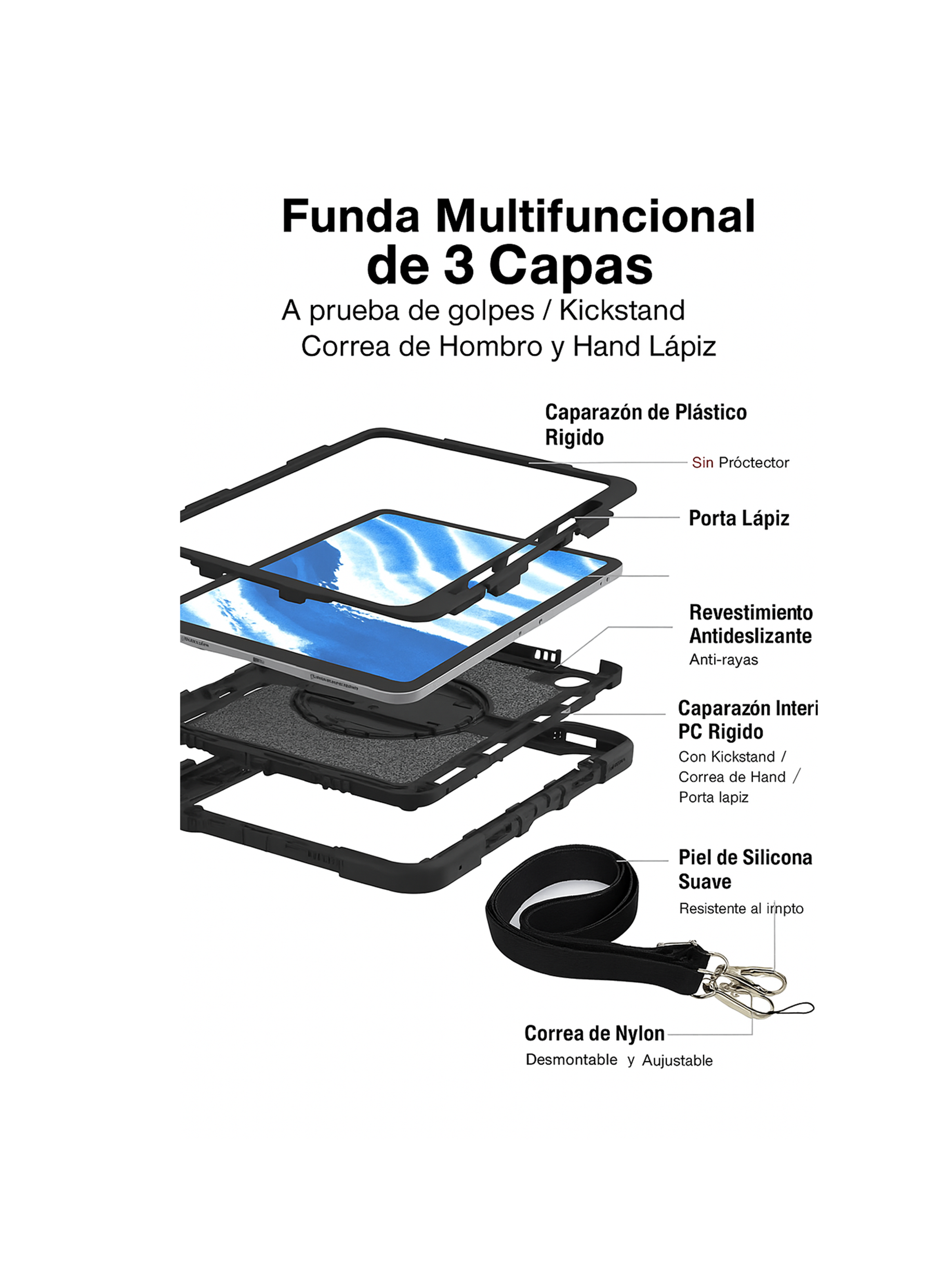 Funda Armadura 360 lamina Matte Para iPad Air 11 M2-6