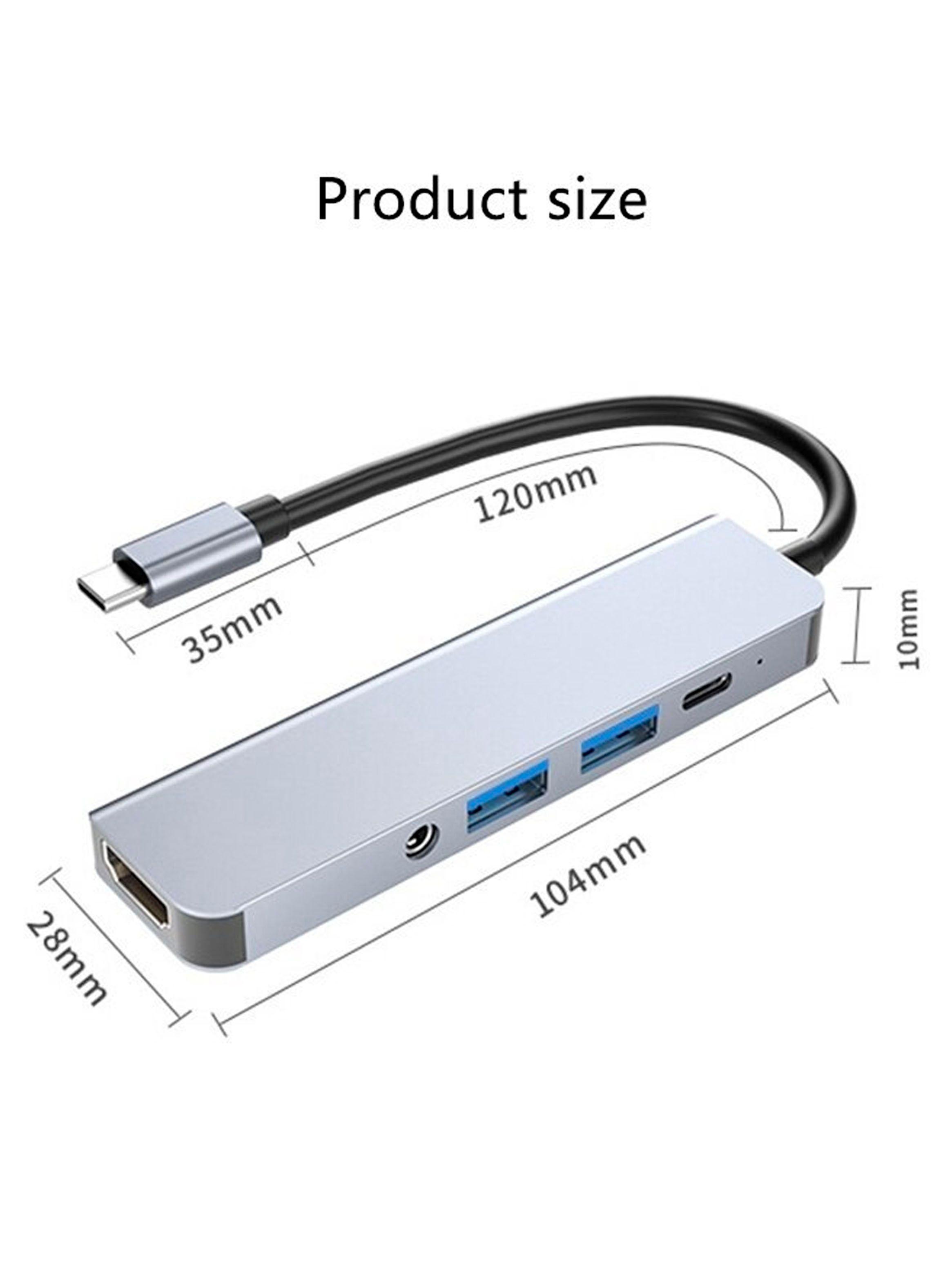 Adaptador USB-C 5 En 1 HDMI 4k+Usb2.+Usb3.0+Pd+Aux-2
