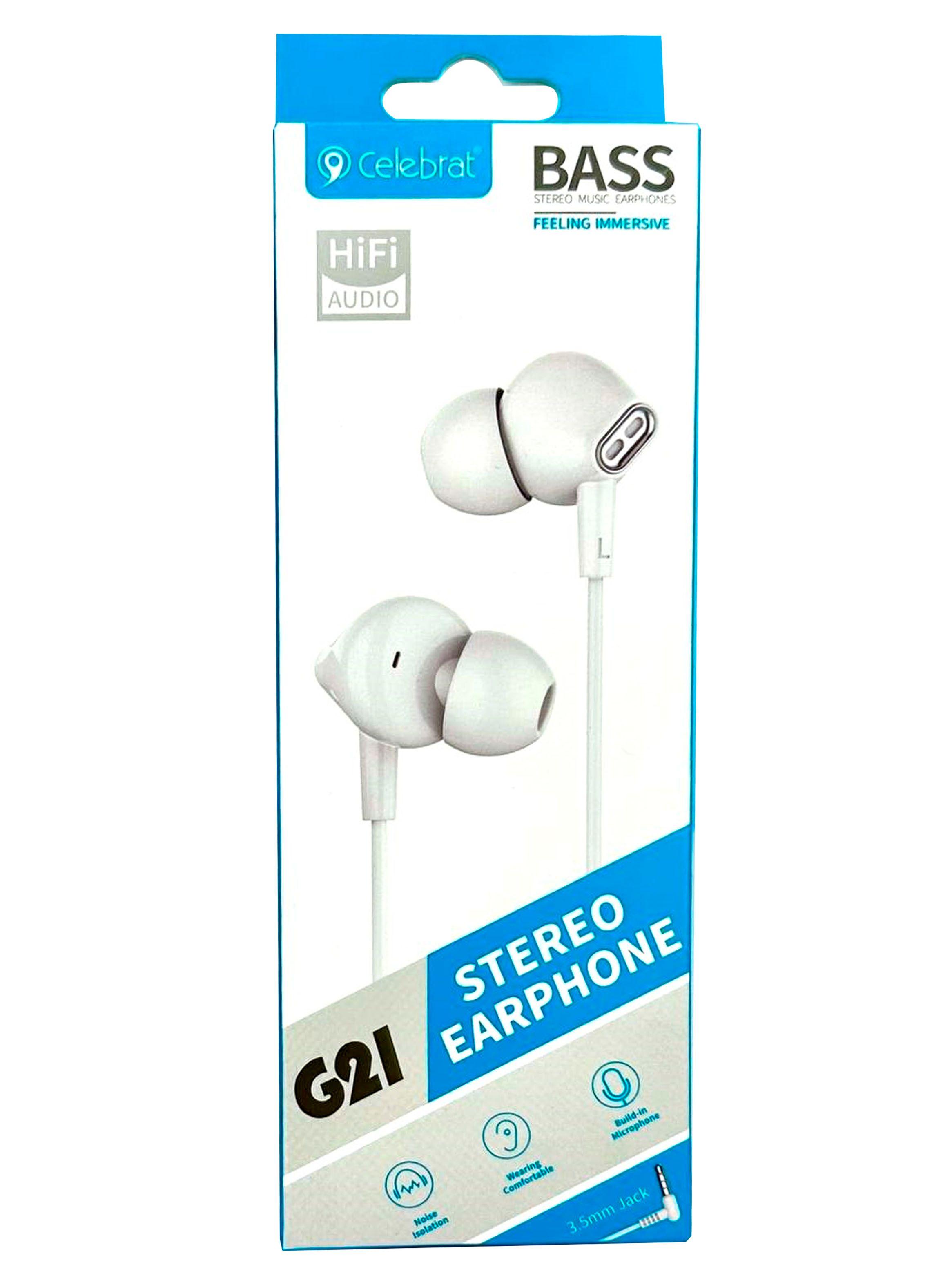 Audifonos Manos Libres Conexión 3.5mm Celebrat G21 Blanco-4