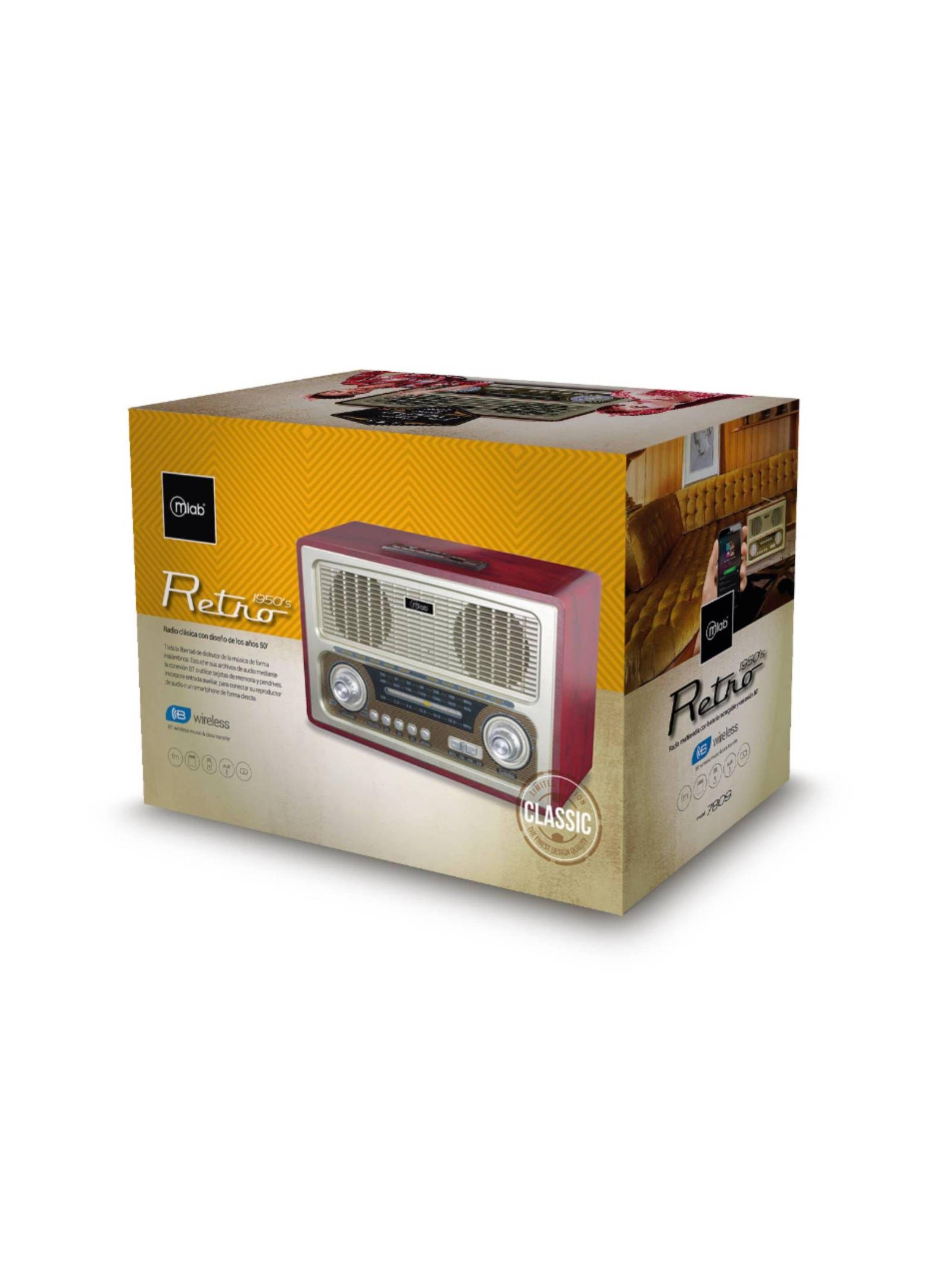 Radio AM FM vintage Reproductor Bluetooth Retro Classic 7809-2