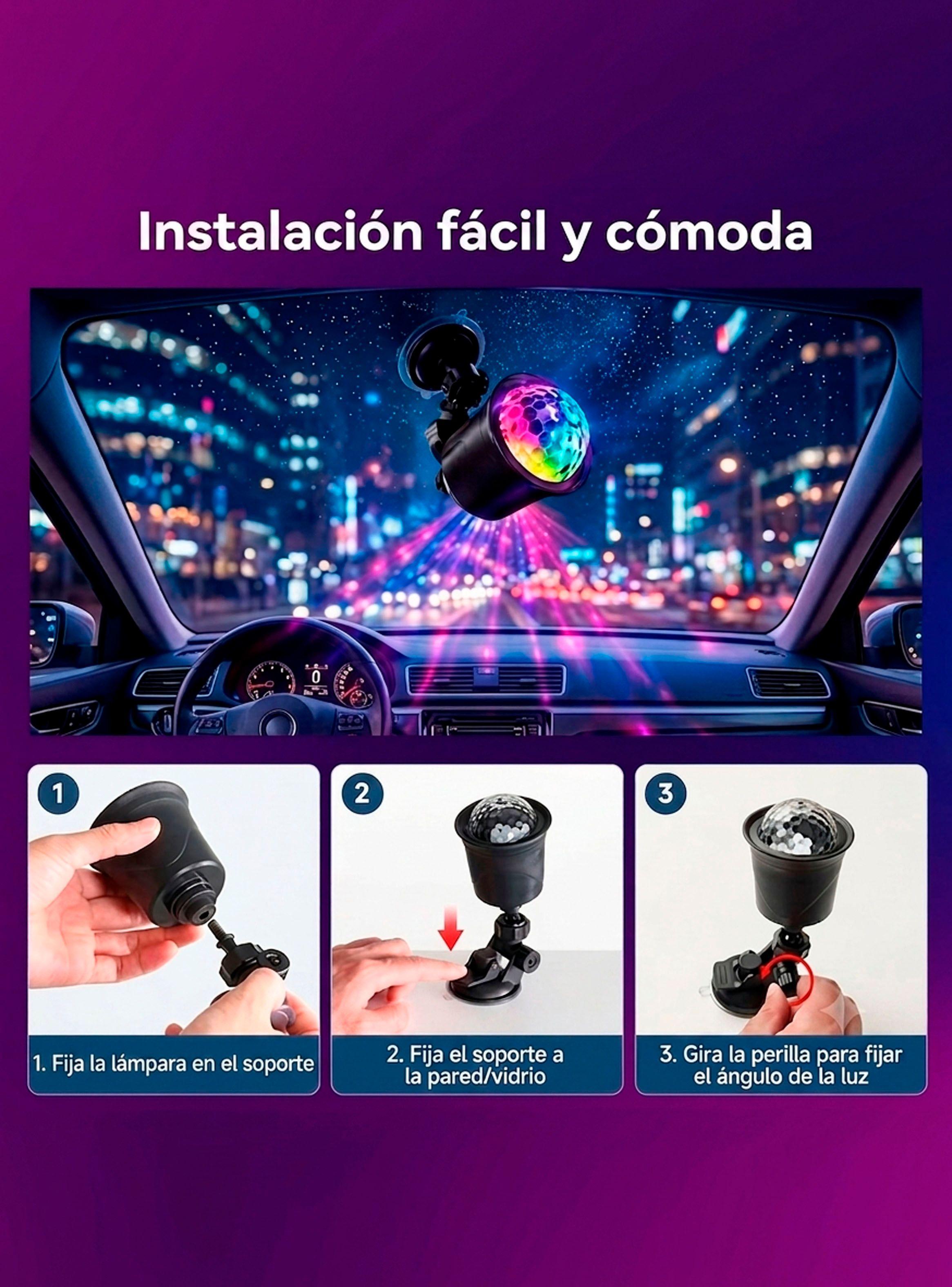 Esfera De Luz RGB Giratoria Para Fiestas Recarga Inalambrica-3