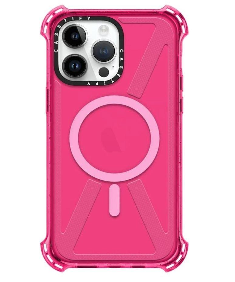 Carcasa Tipo Casetify Para iPhone 14 Pro Max Fluor Fucsia-2