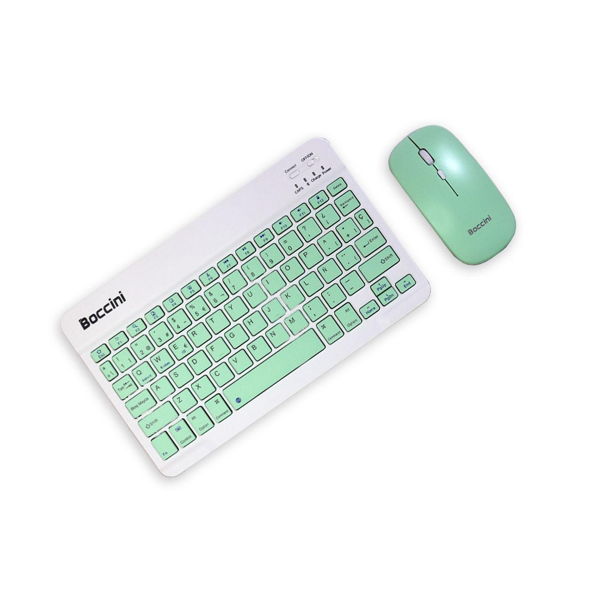 Kit Teclado + Mouse Inalámbrico Bluetooth Verde Menta-1