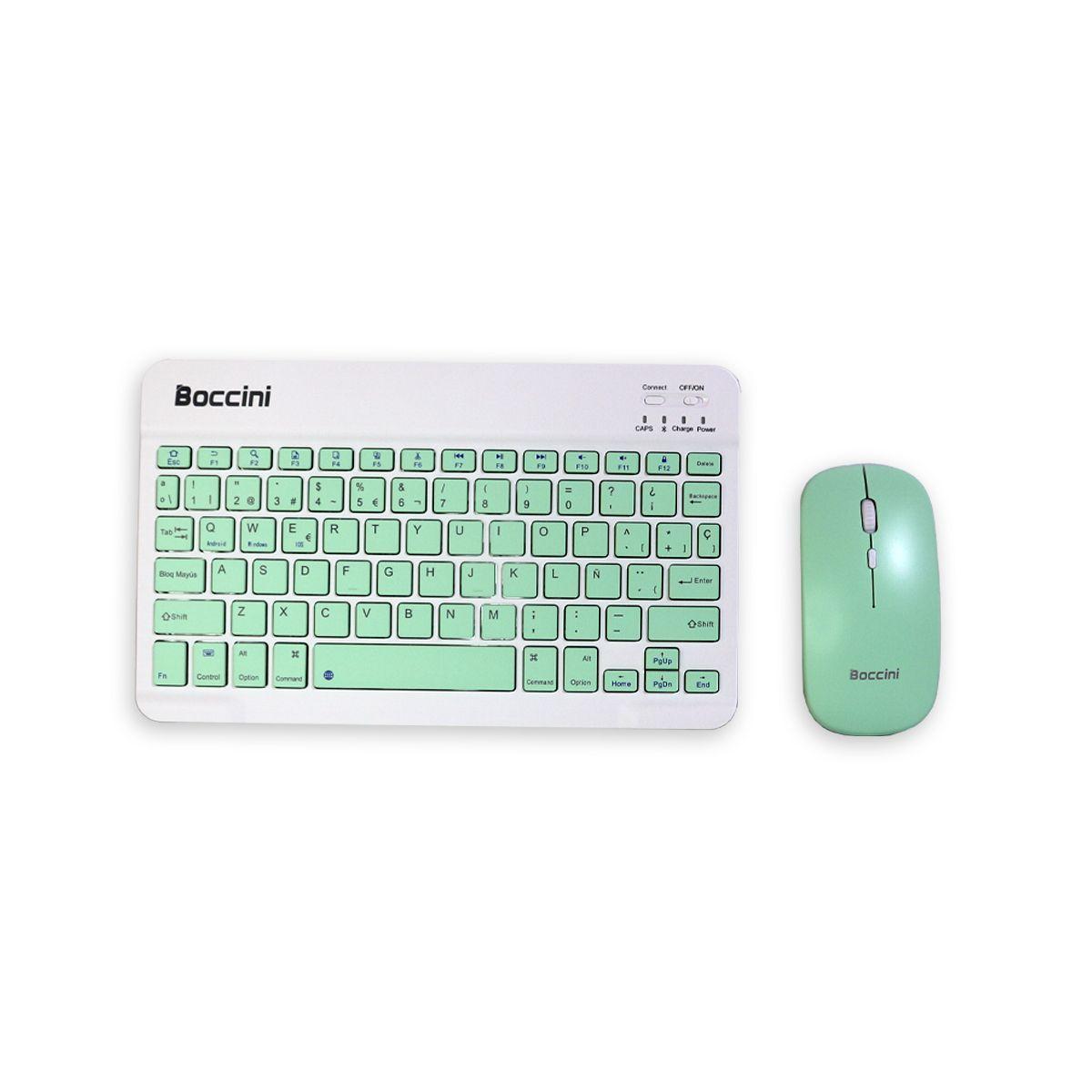 Kit Teclado + Mouse Inalámbrico Bluetooth Verde Menta-0
