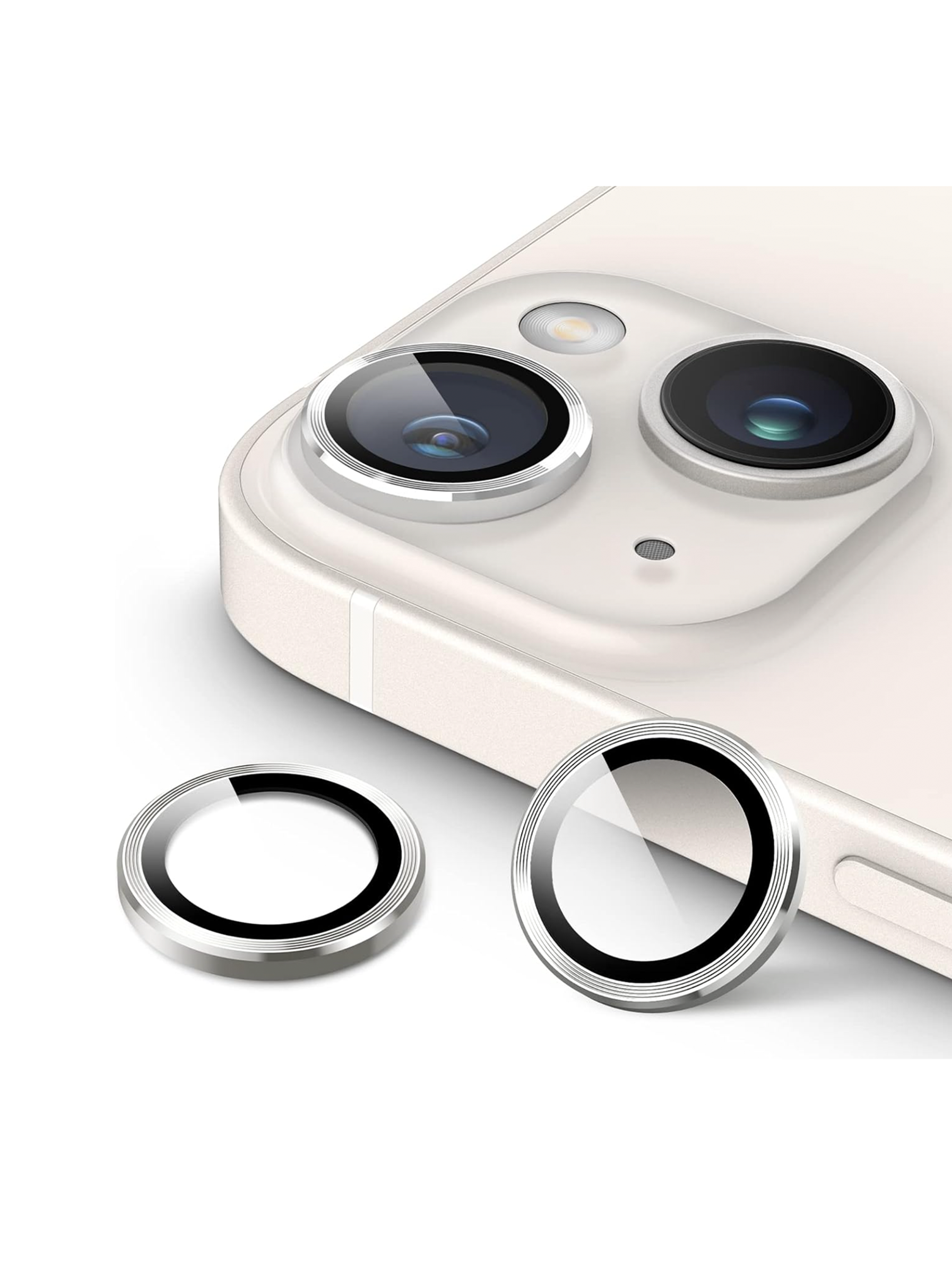 Protector de Lentes de Camara Para iPhone 14 Pro / 14 Pro Max Metalizada Plateado-2