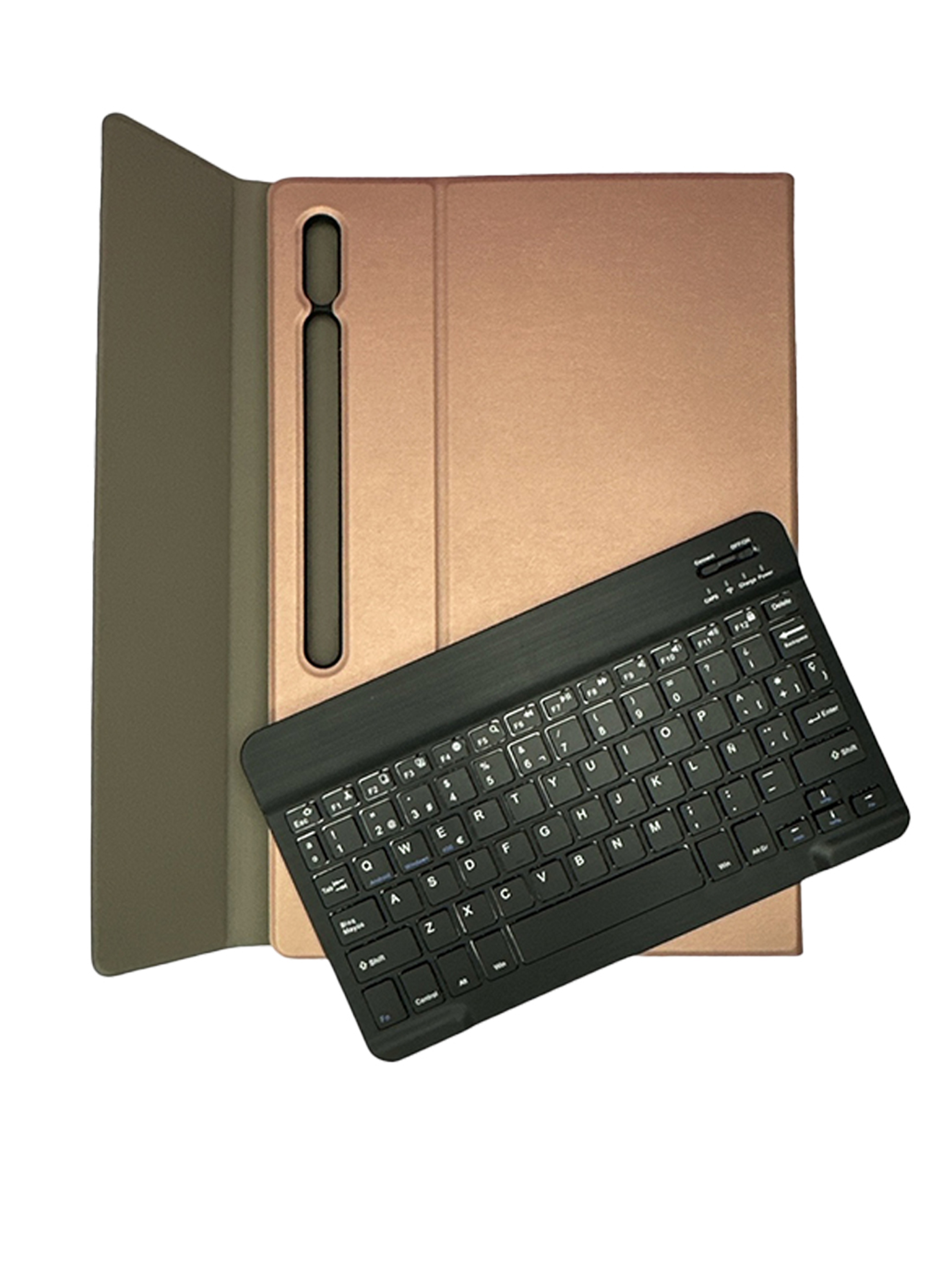 Funda Con Teclado en Español Para Samsung S9 Ultra Rosa-2