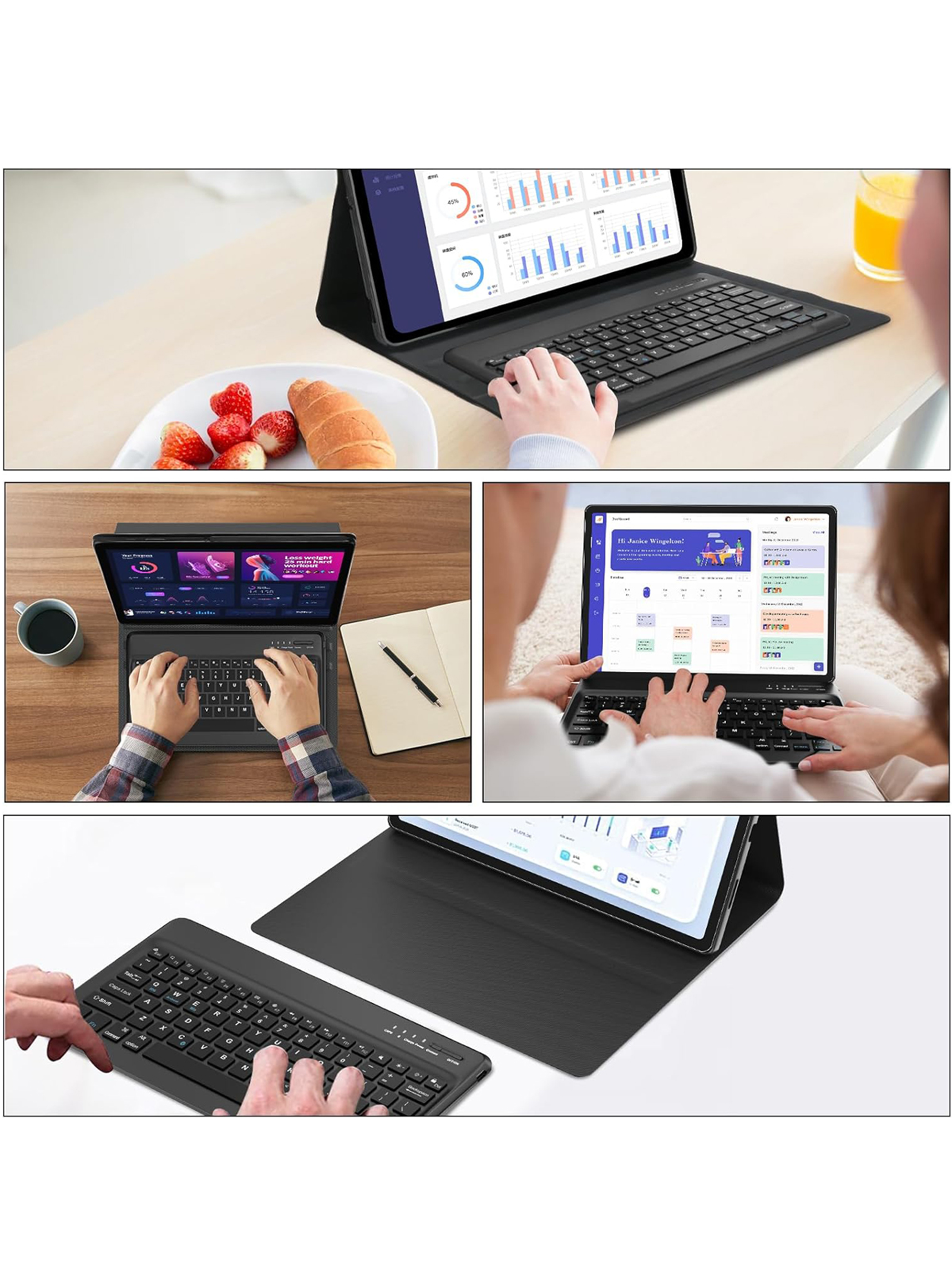 Funda Con Teclado en Español Para Samsung S9 Ultra Rosa-4
