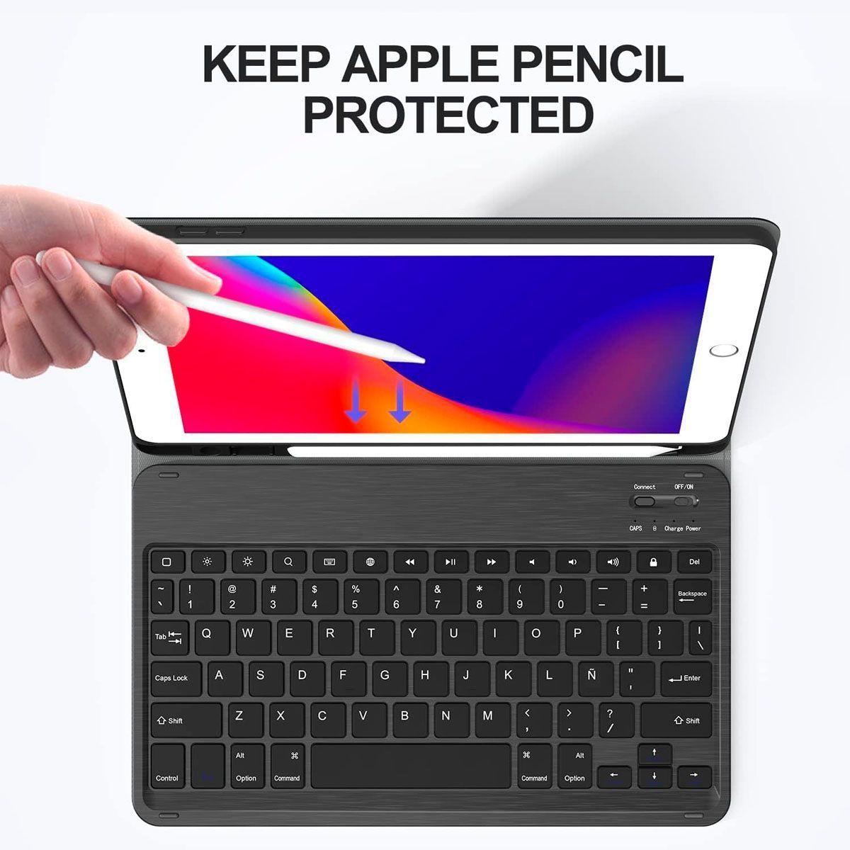 Funda Con Teclado Con Ñ Para iPad Air 10.9 4 5ta Bt Rosado-4