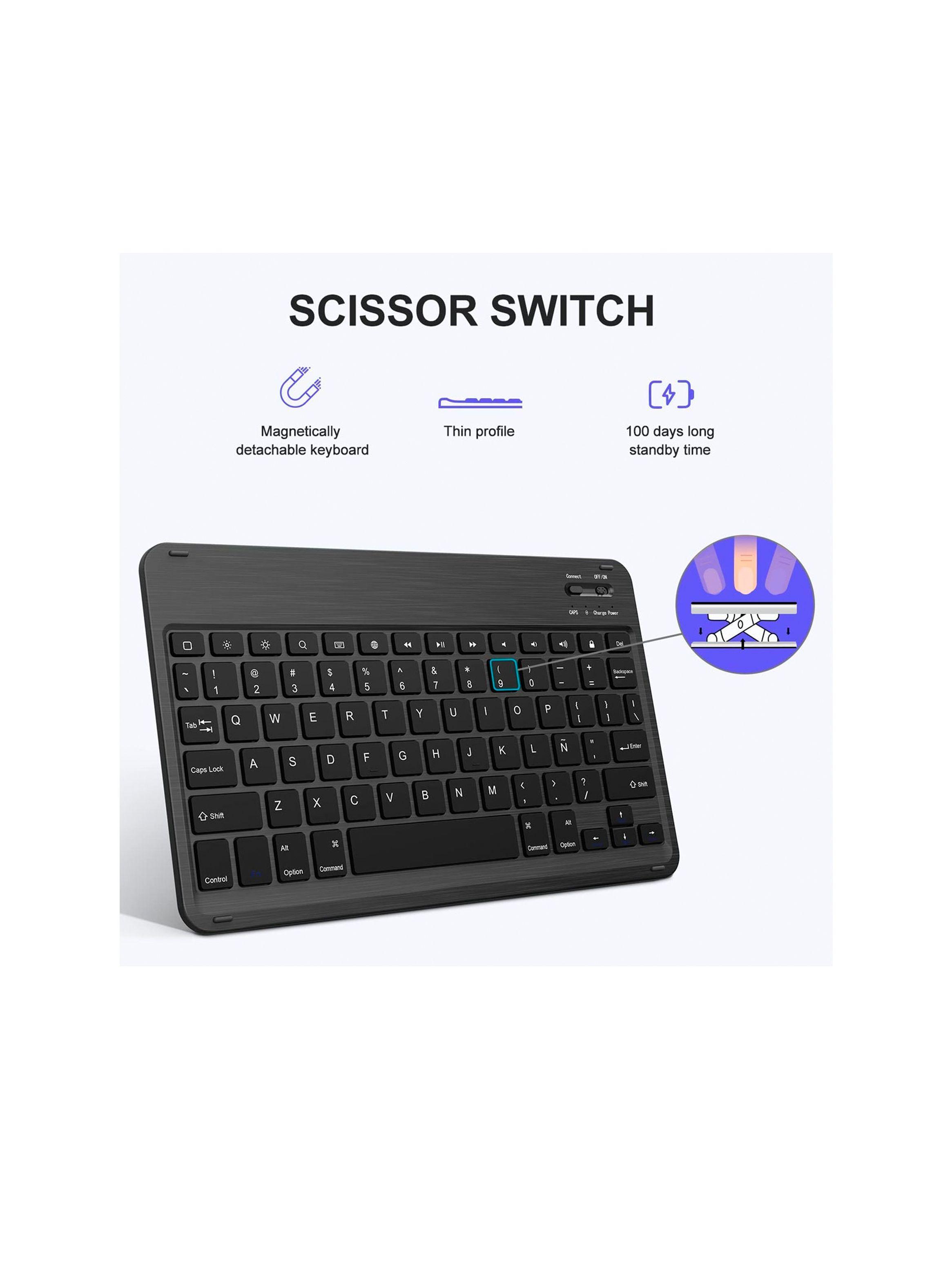 Funda Con Teclado Con Ñ Para iPad Air 10.9 4 5ta Bt Rosado-3