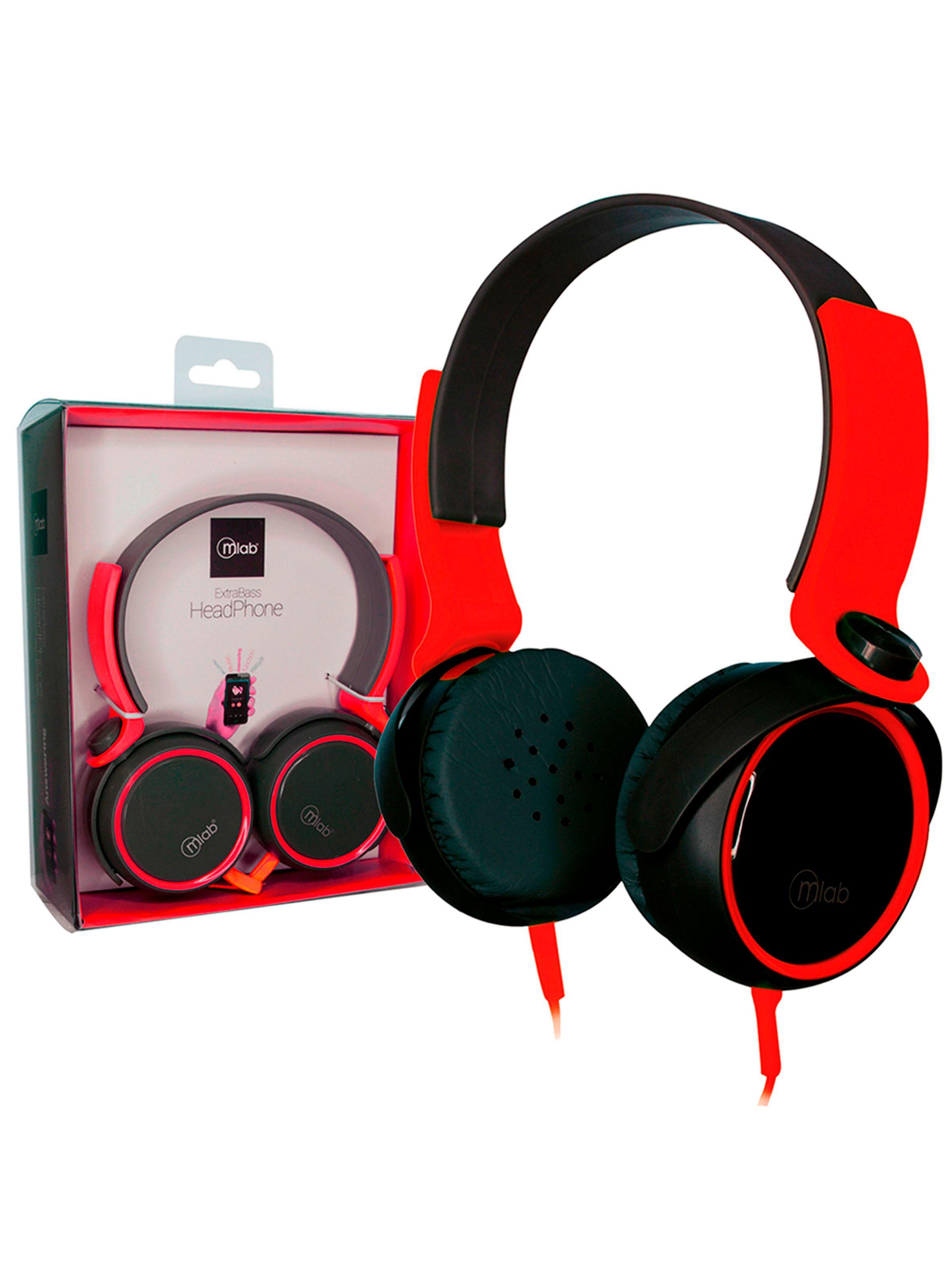 Audífonos Con Cable Microfono Negro Con Rojo-3