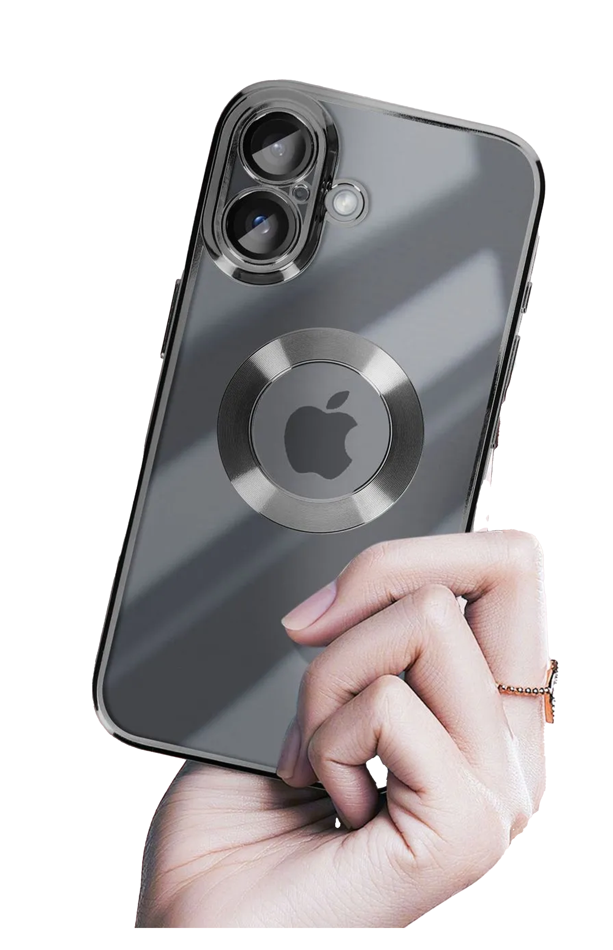 Carcasa Funda Para iPhone 16 Plus Magsafe Metalizada Negro-0
