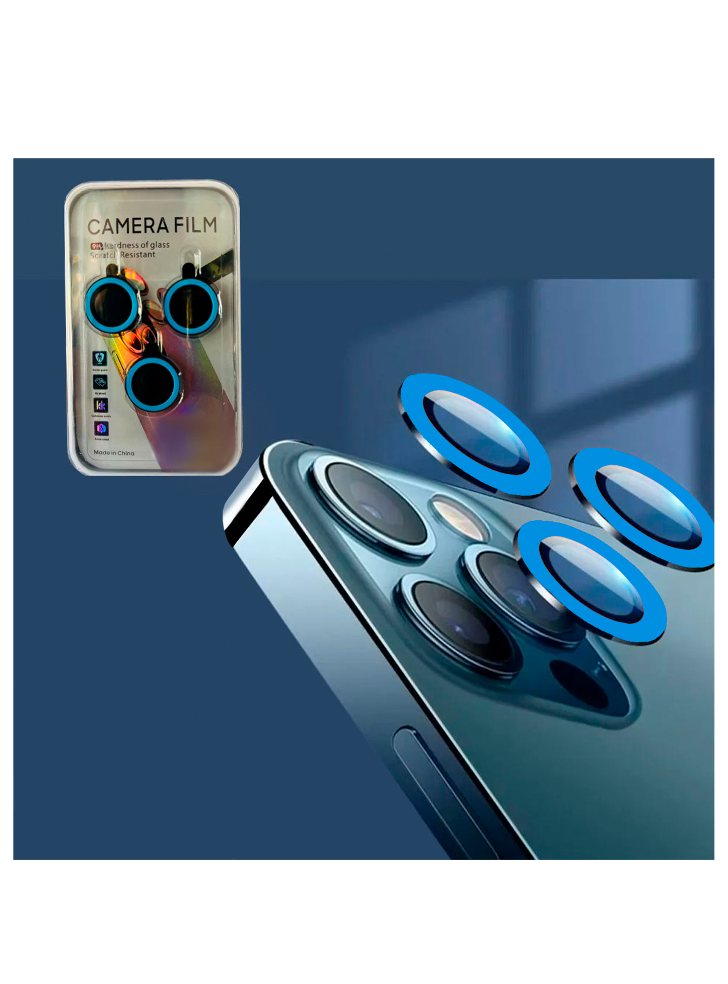 Protector de Lentes Para iPhone 14 Pro 14 Pro Max Fluor Azul-2