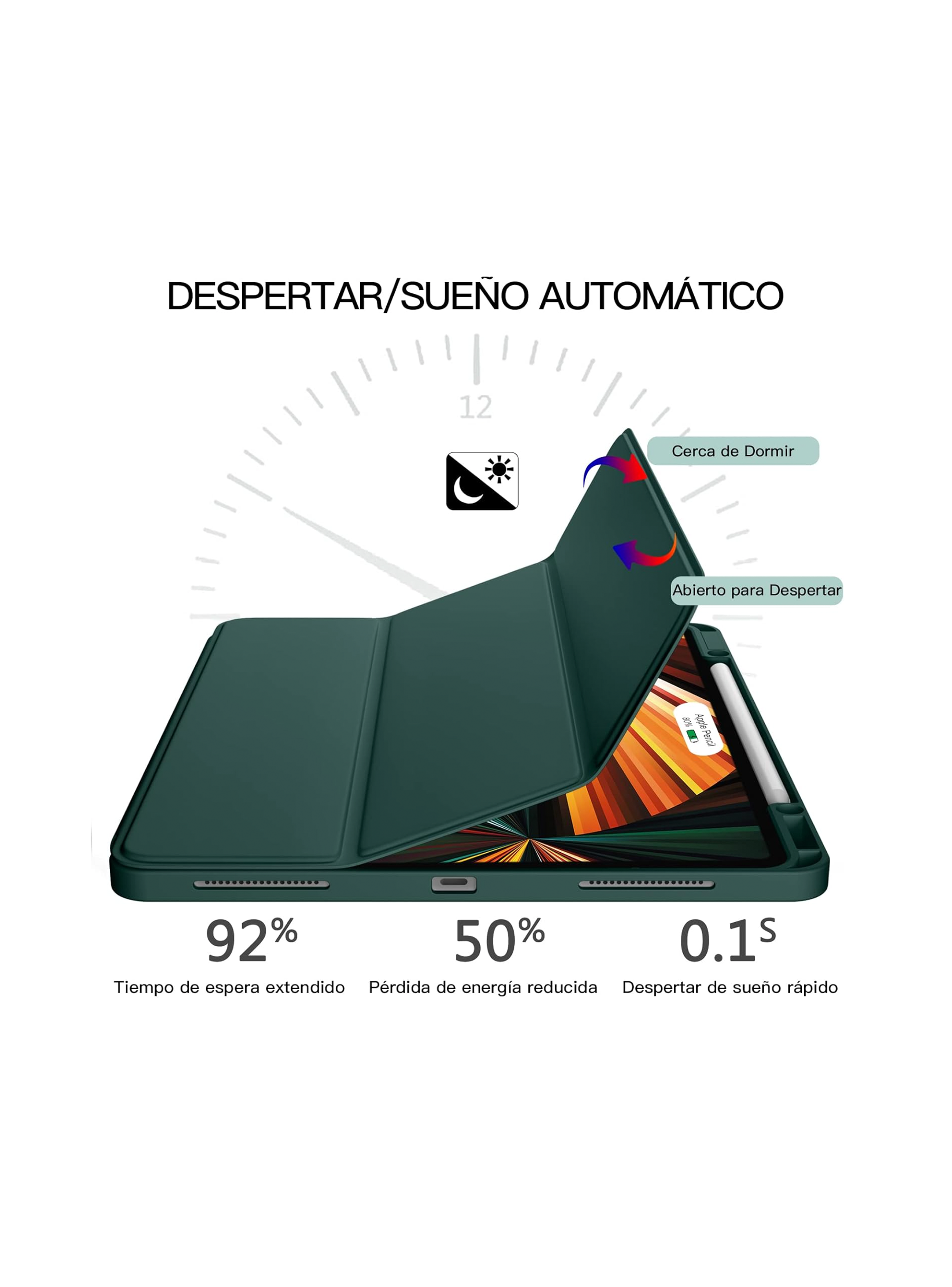 Fundas Smart Cover Para iPad Air 13 Pulgadas M2 2024 Verde-2