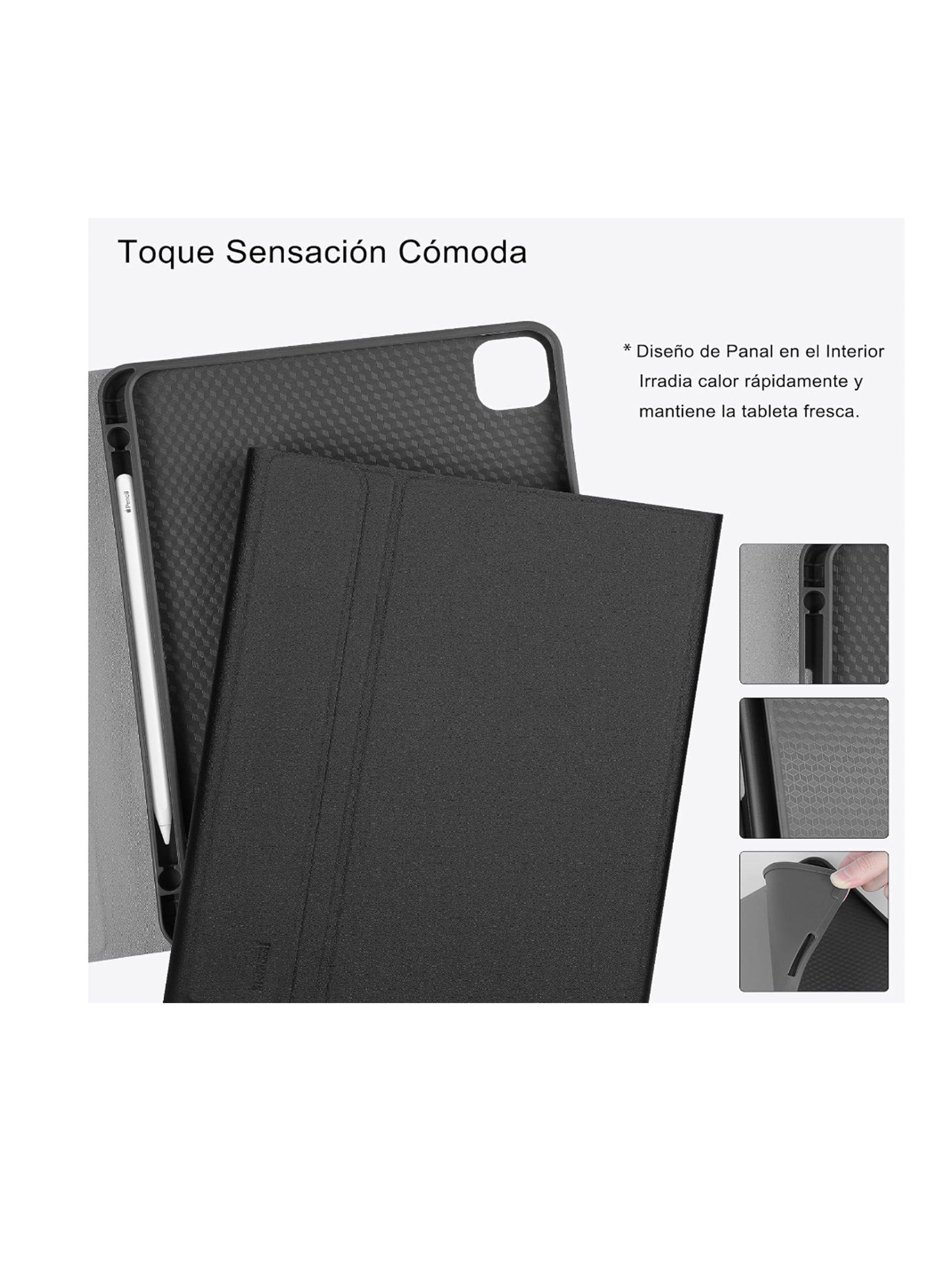 Funda Con Teclado Español Para iPad 12.9 Con Ranura Negro-2