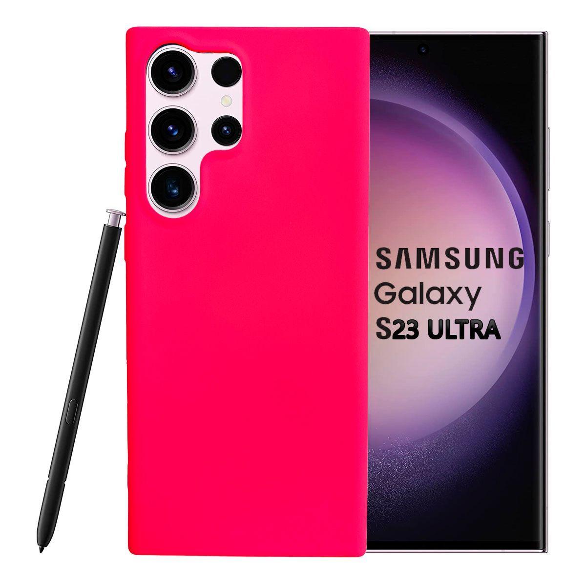Carcasa Para Samsung S23 Ultra Goma Fucsia-0