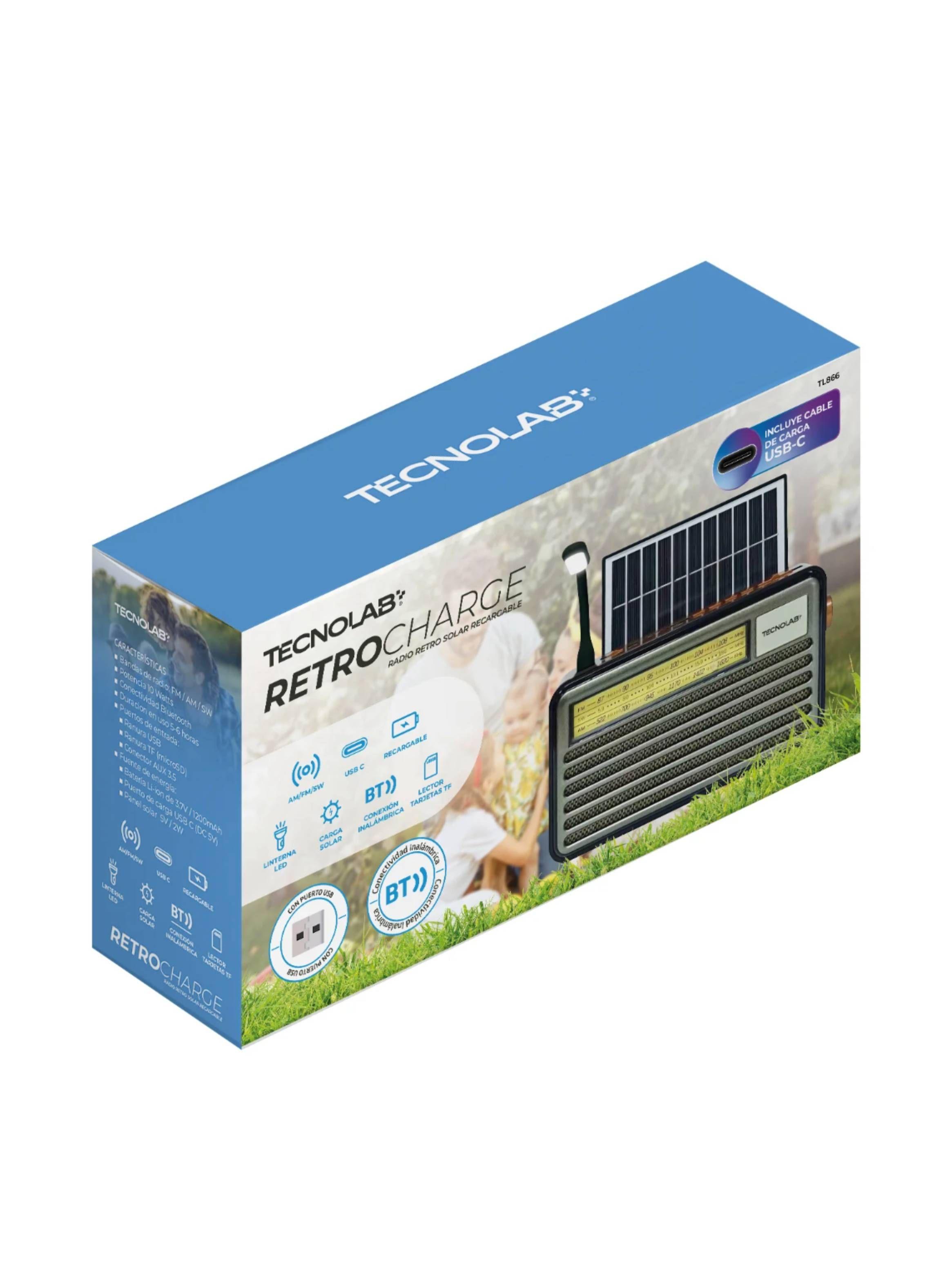 Radio Recargable Fm/am Portátil Solar Retro Bluetooth-3