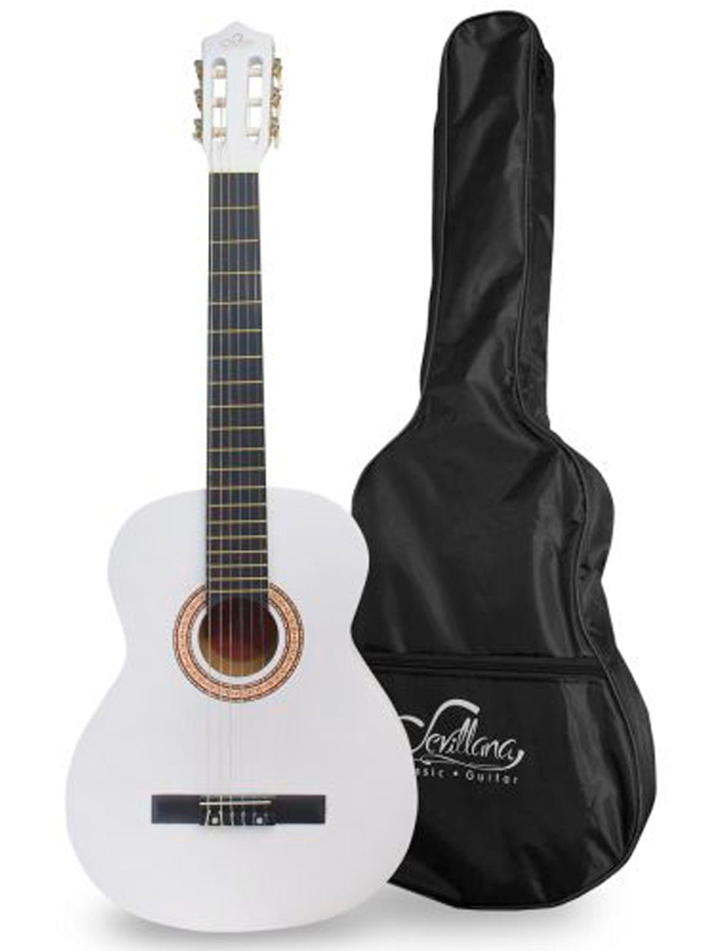 Guitarra Clasica Mediana 34 Pulga Con Funda Sevillana Blanco-0