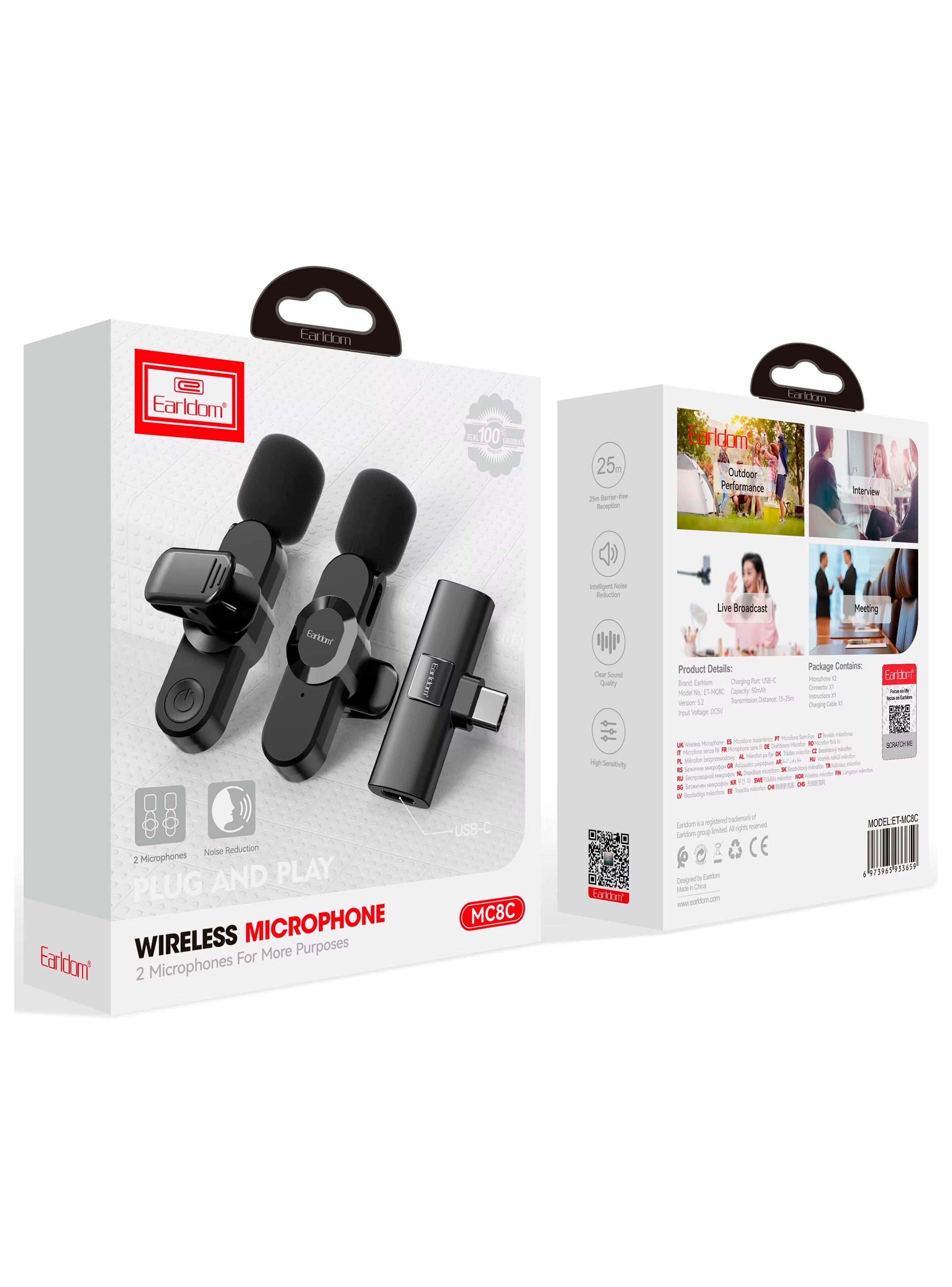 Kit De 2 Microfonos Inalambrico De Solapa USB-C Sonido Claro-4