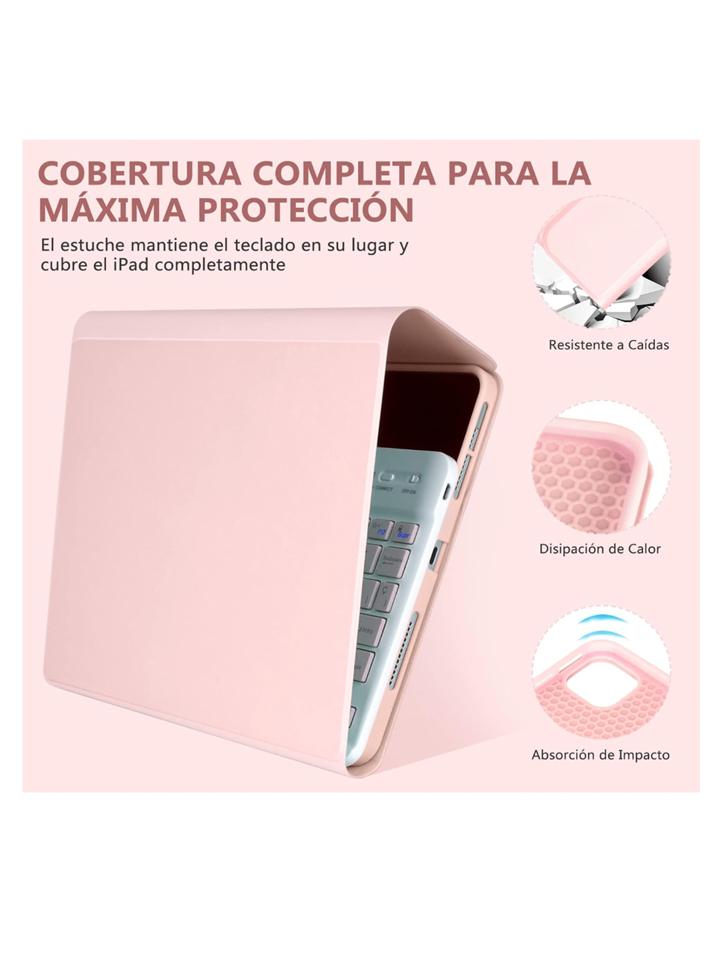 Funda Con Teclado Para iPad Air 6 11" M2 2024 Rosado-1