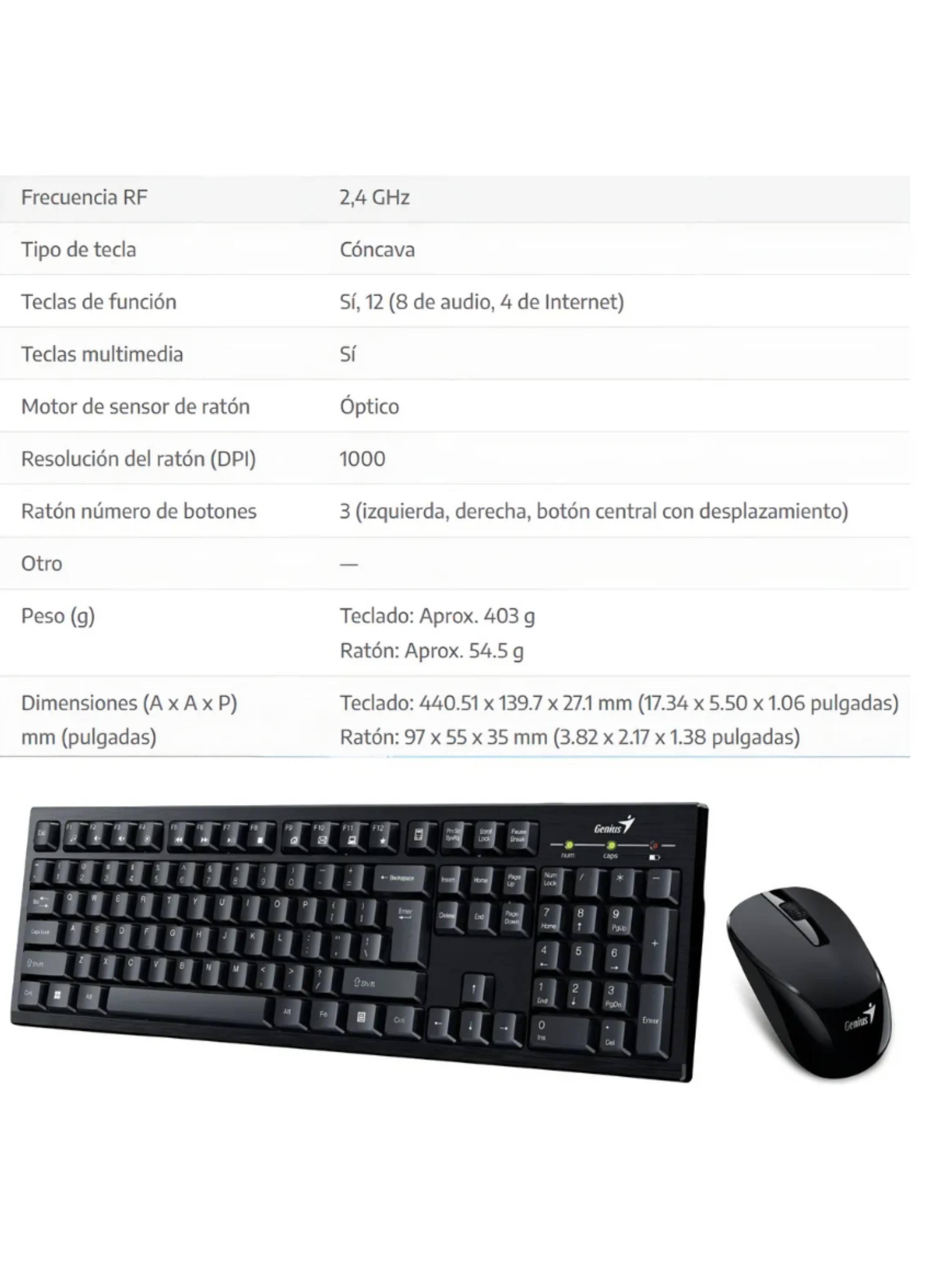 Combo Inalámbrico Teclado Y Mouse Genius Km 8101-4
