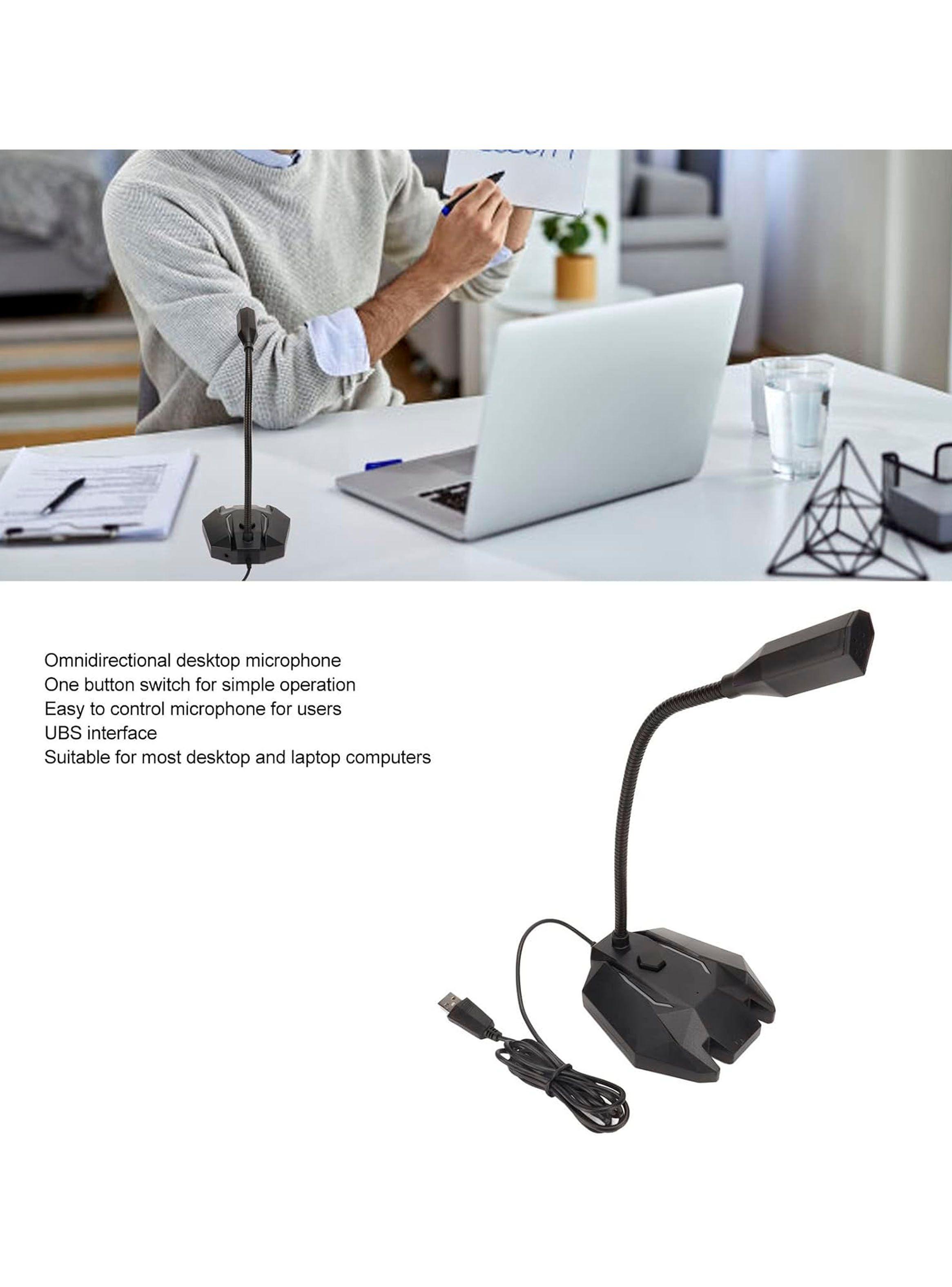 Microfono Gamer Con Cable USB Y Luces Flexible Para PC Negro-3